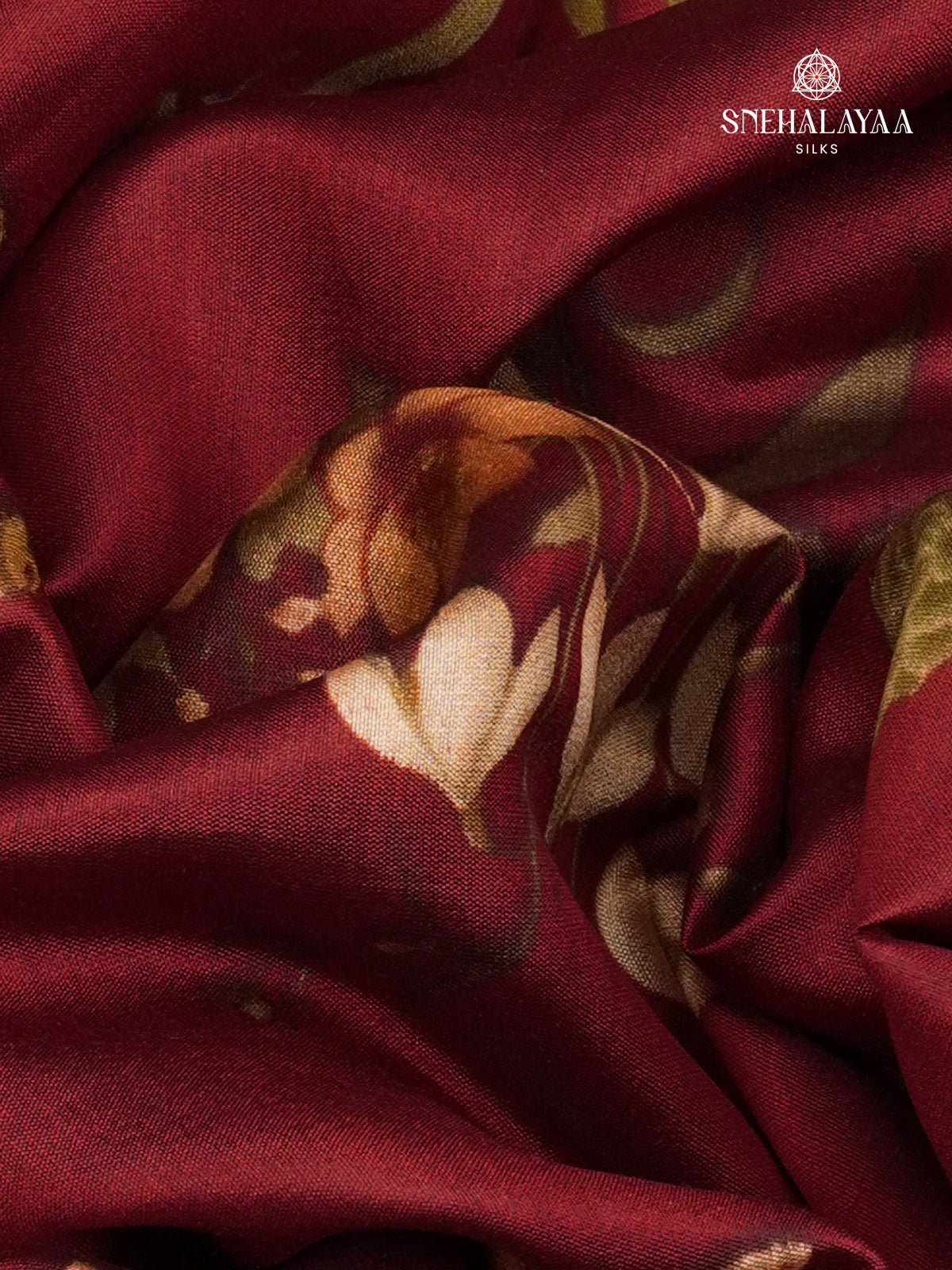 Maroon Chiniya Silk Saree