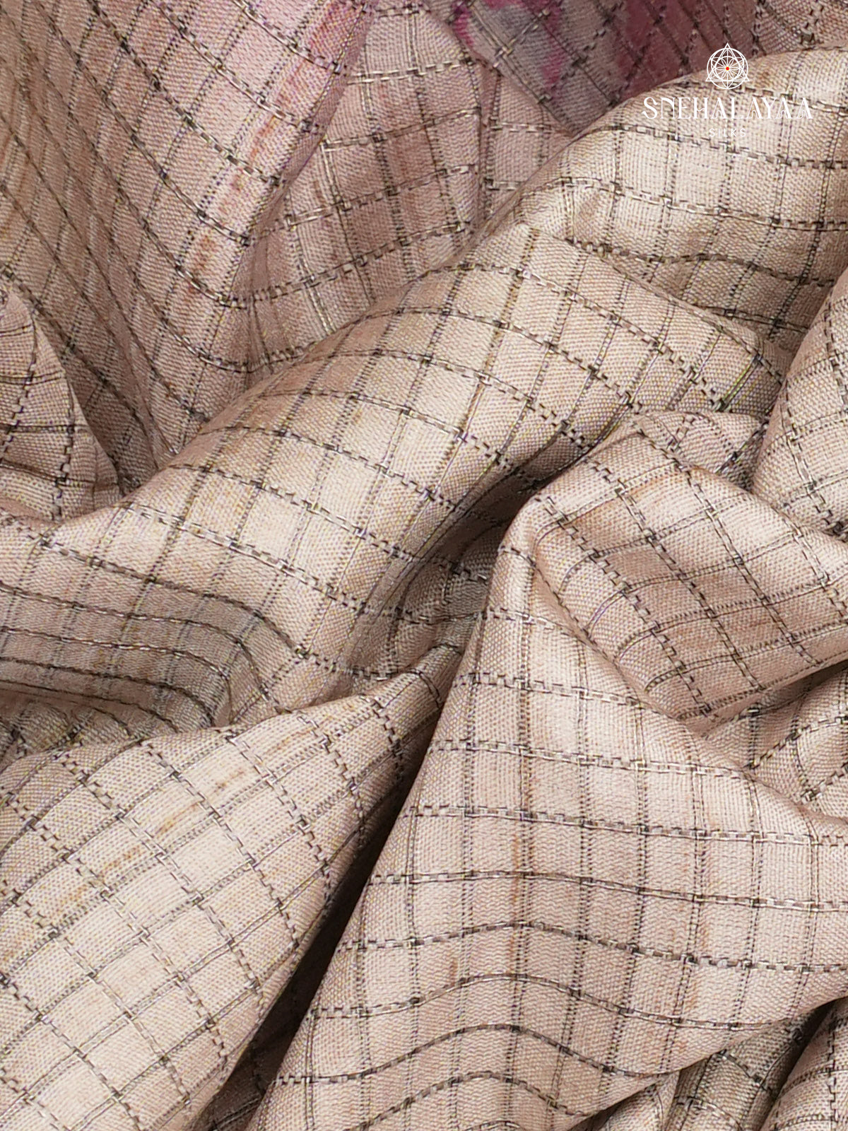 Magenta Floral Printed Tussar Saree