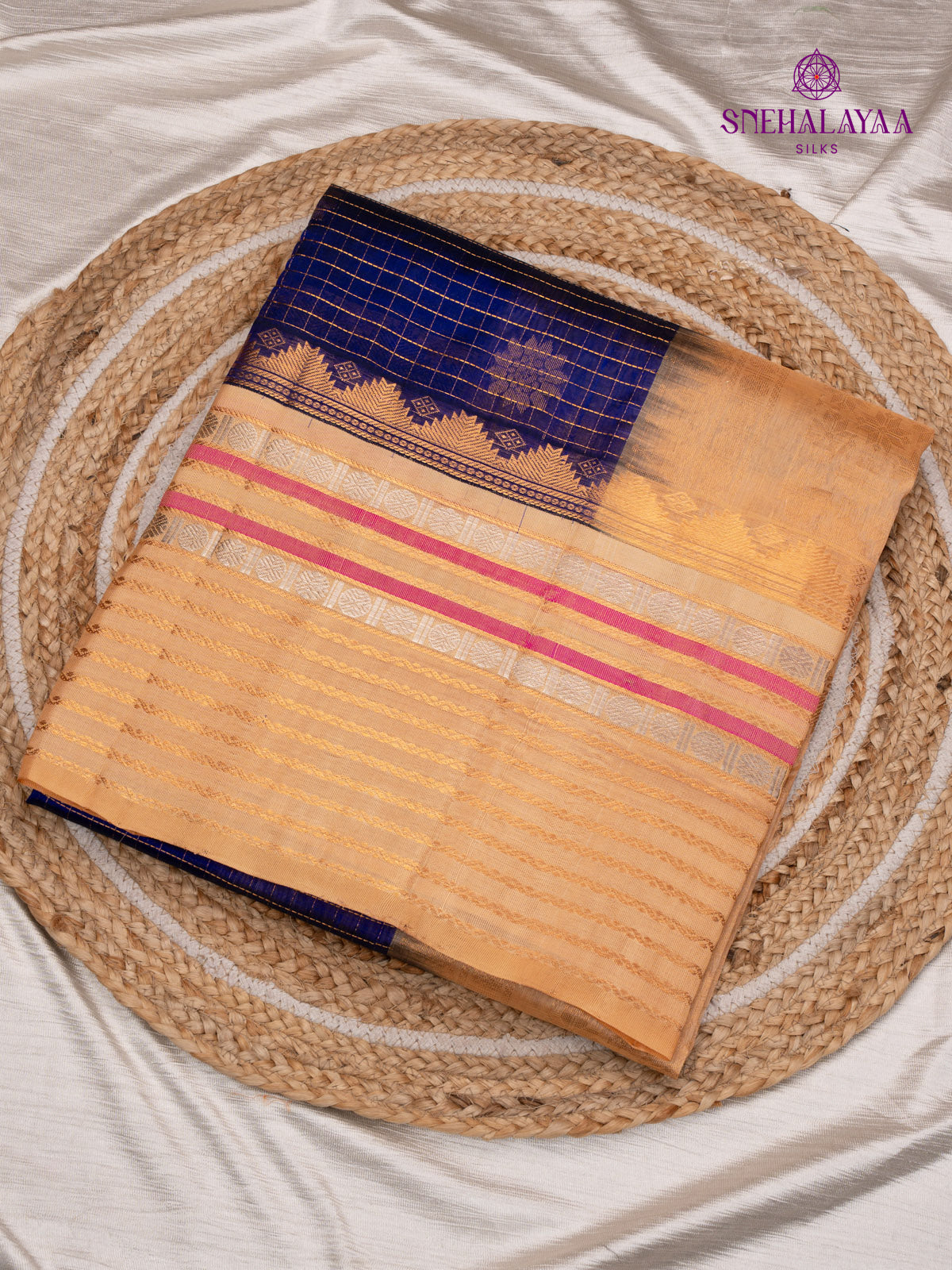 Navy Blue Kanchi Silk Cotton Saree