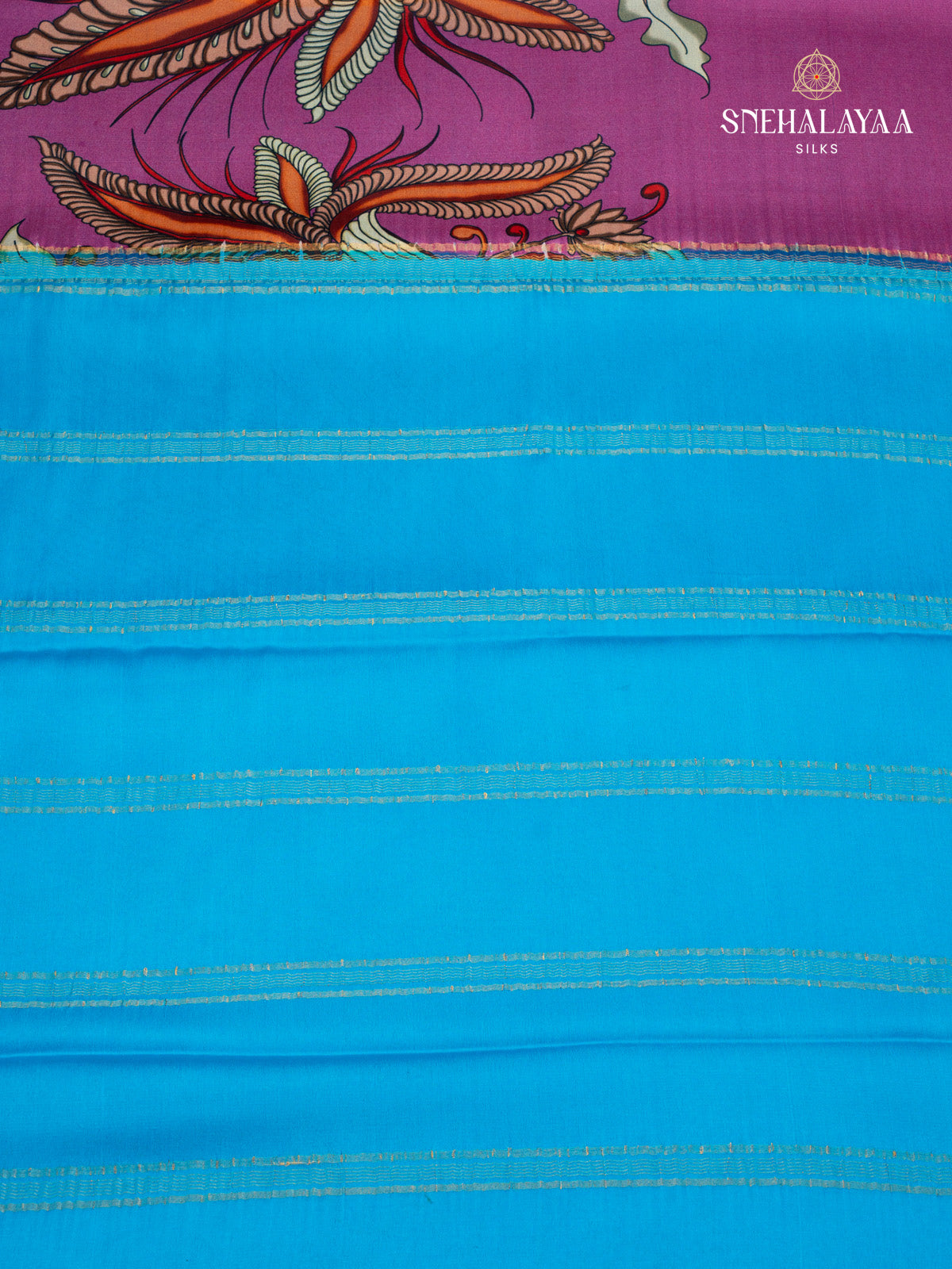 Lavender Printed Mysore Silk Saree