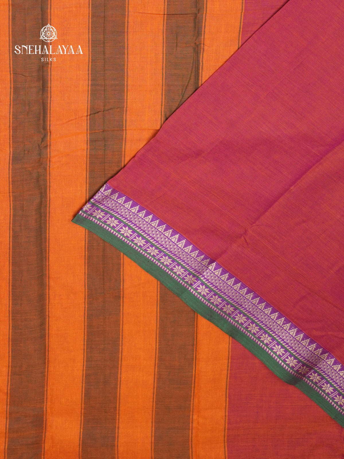 Rust Orange Narayanpet Cotton Saree