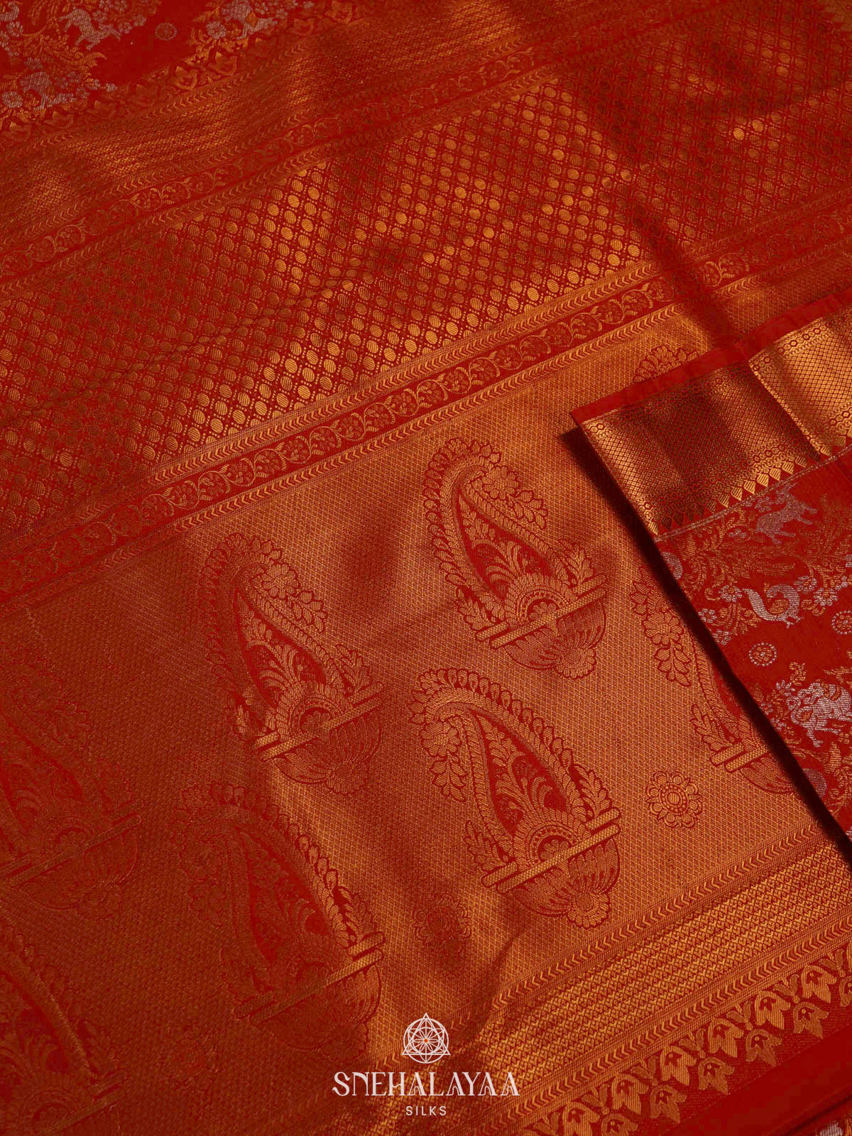 Rust Orange Art Silk Saree