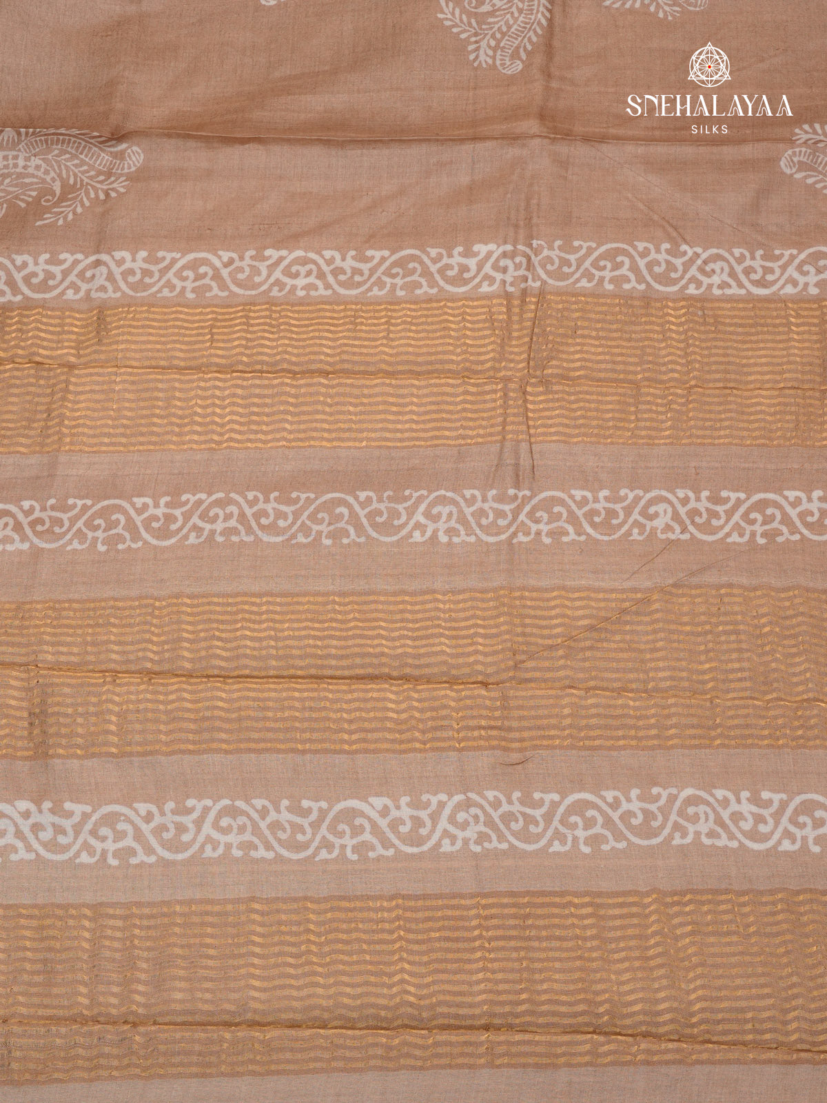 Beige Tussar Silk Saree