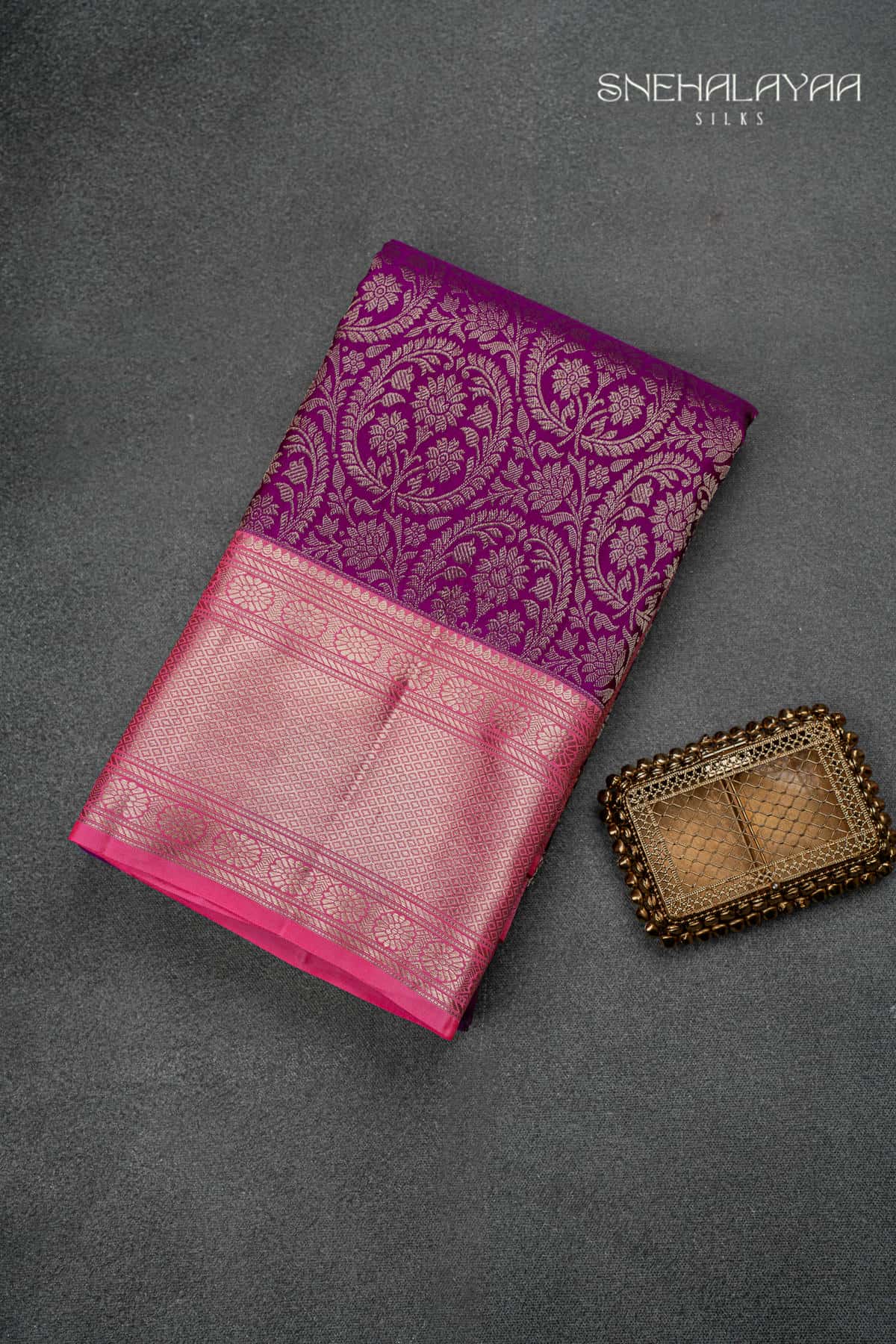 Dark Purple Kancheevaram Wedding Silk Saree