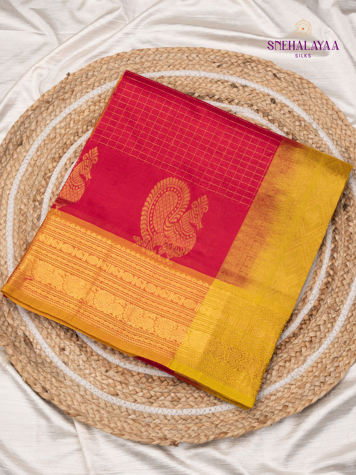 Red Silk Kanchi Cotton Saree