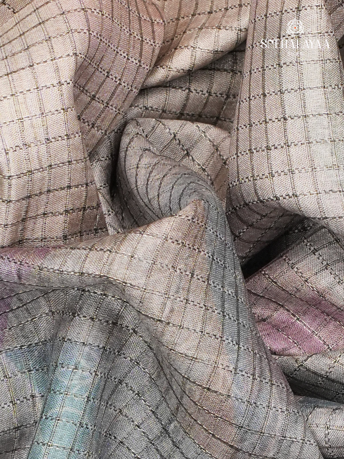 Off White Floral Printed Tussar Saree