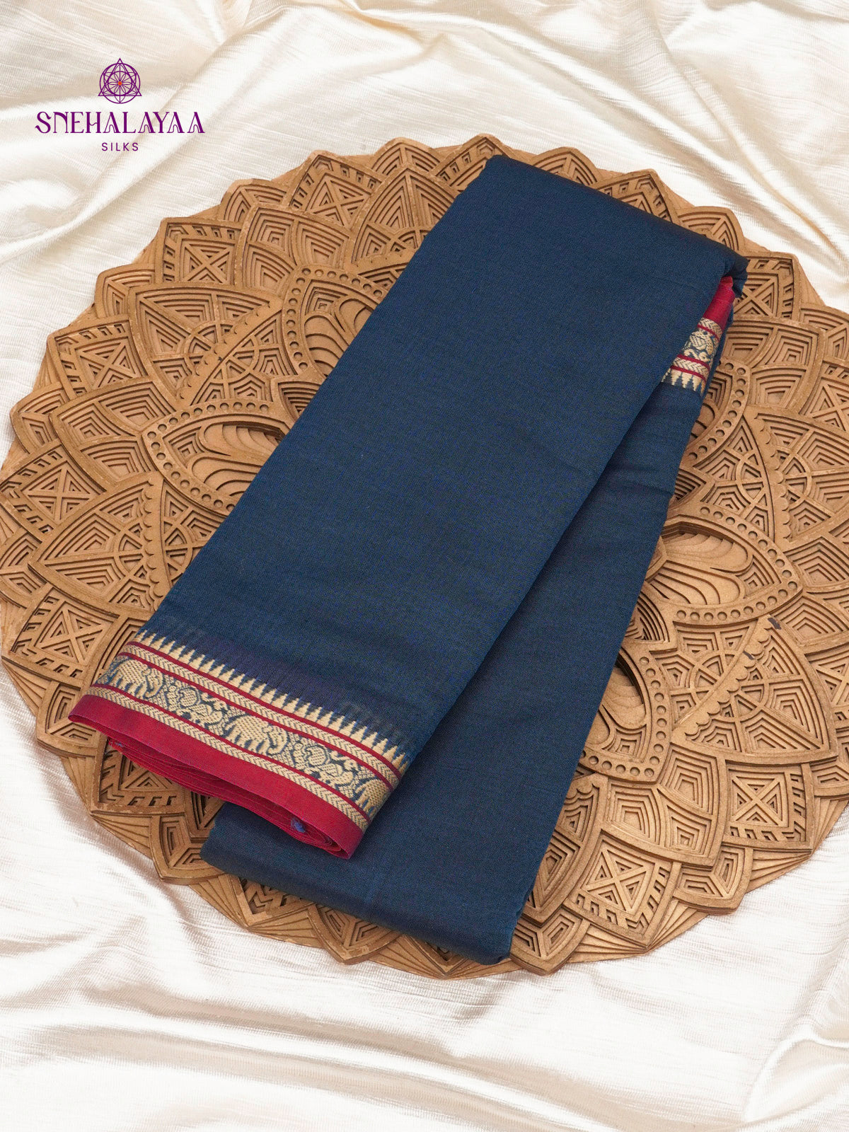 Navy Blue Narayanpet Cotton Saree