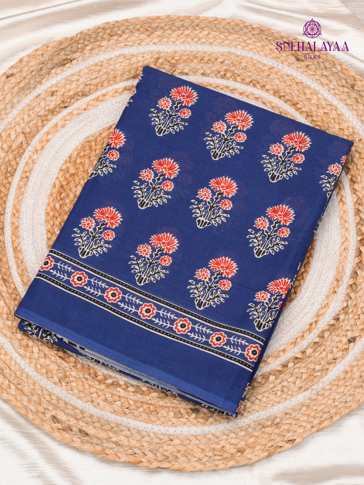 Navy Blue Jaipur Cotton Saree