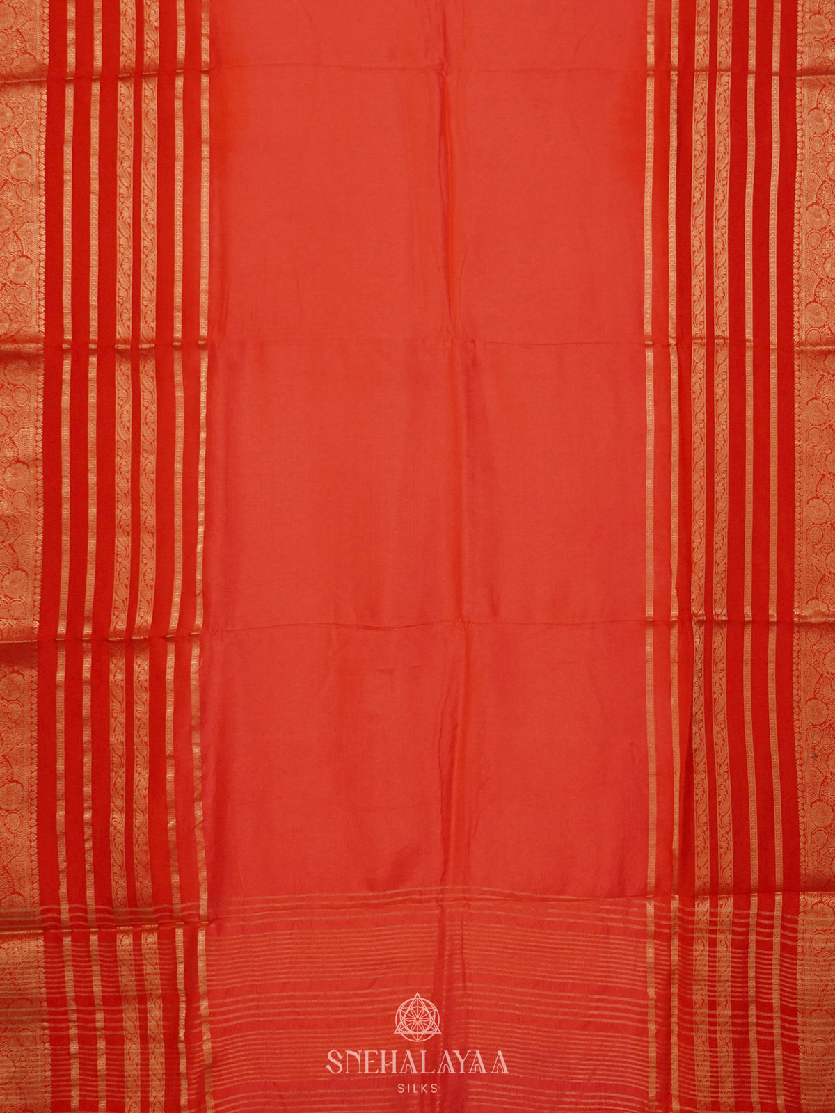 Rust Orange Banaras Silk Saree