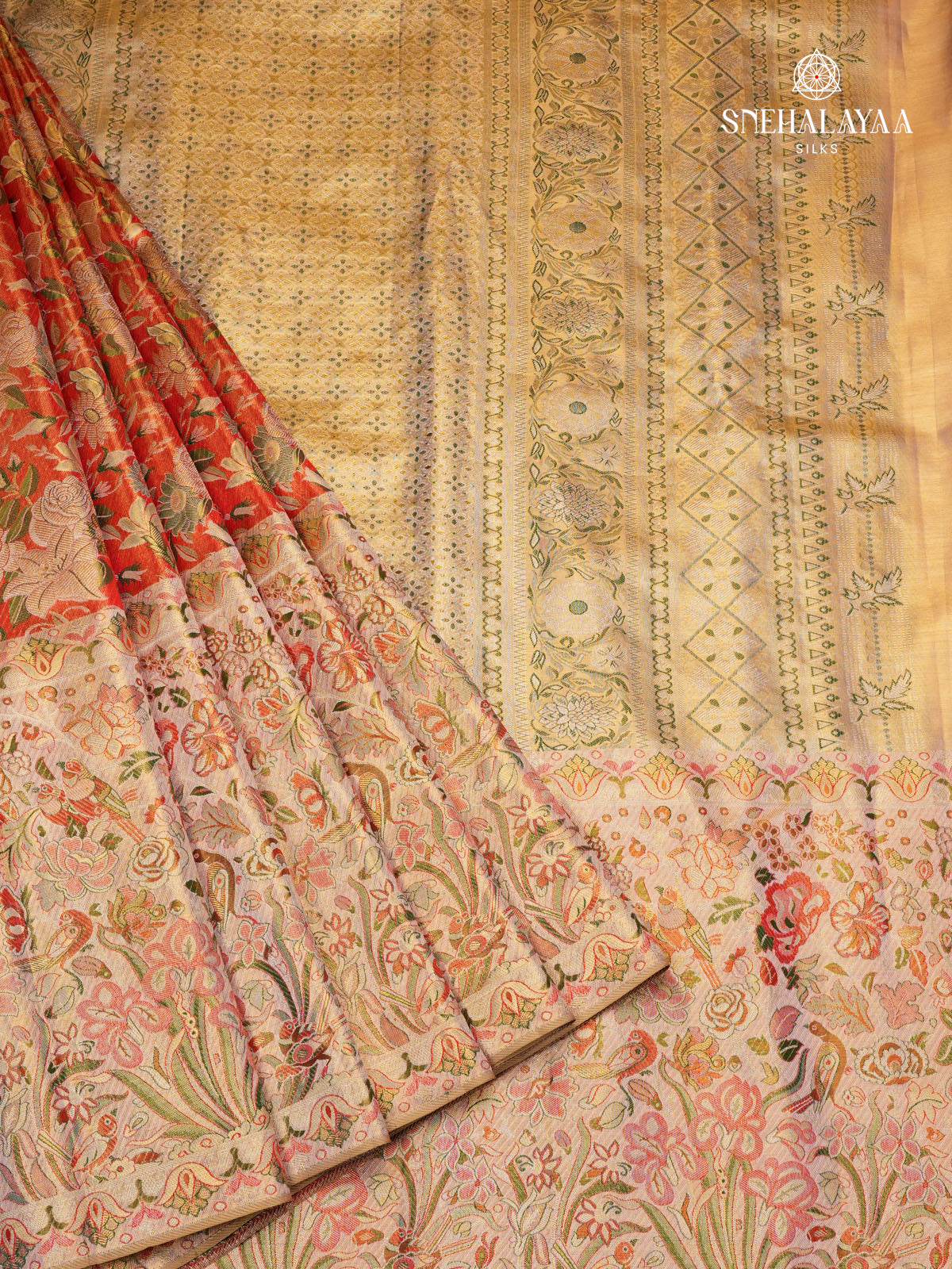 Red Kanjviaram Tissue Silk Saree