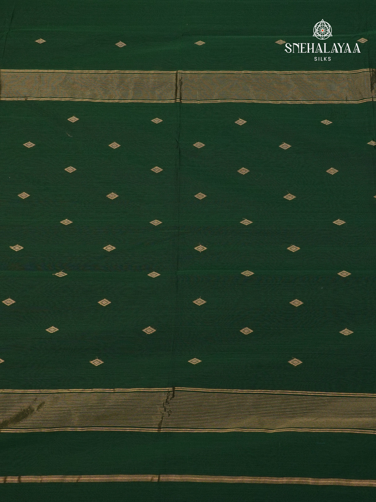 Bottle Green Maheshwari Silk Cotton Saree