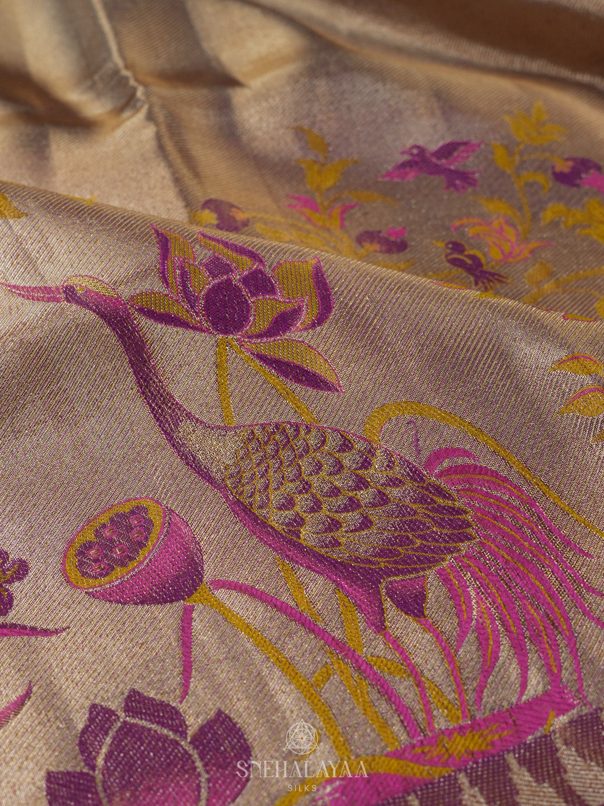 Taupe Gold Tissue Kanjivaram Silk Saree