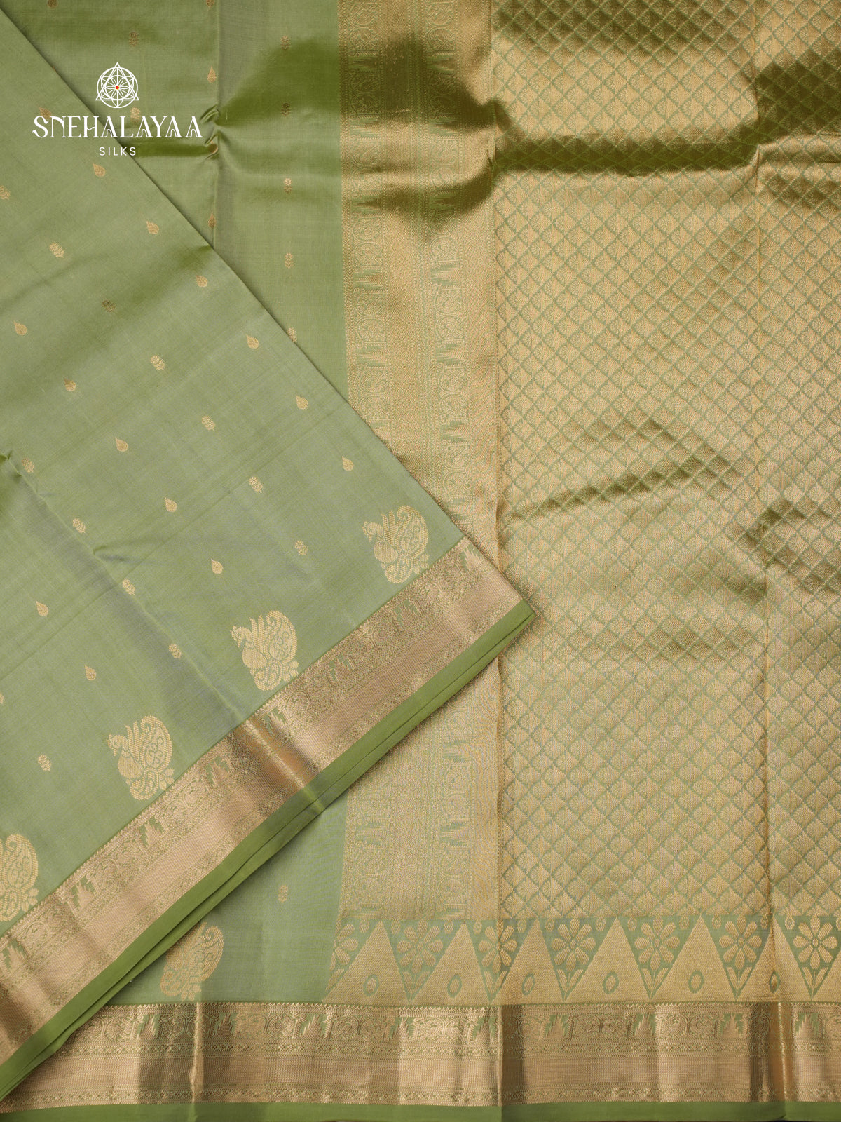 Sage Green Kanjivaram Silk Saree