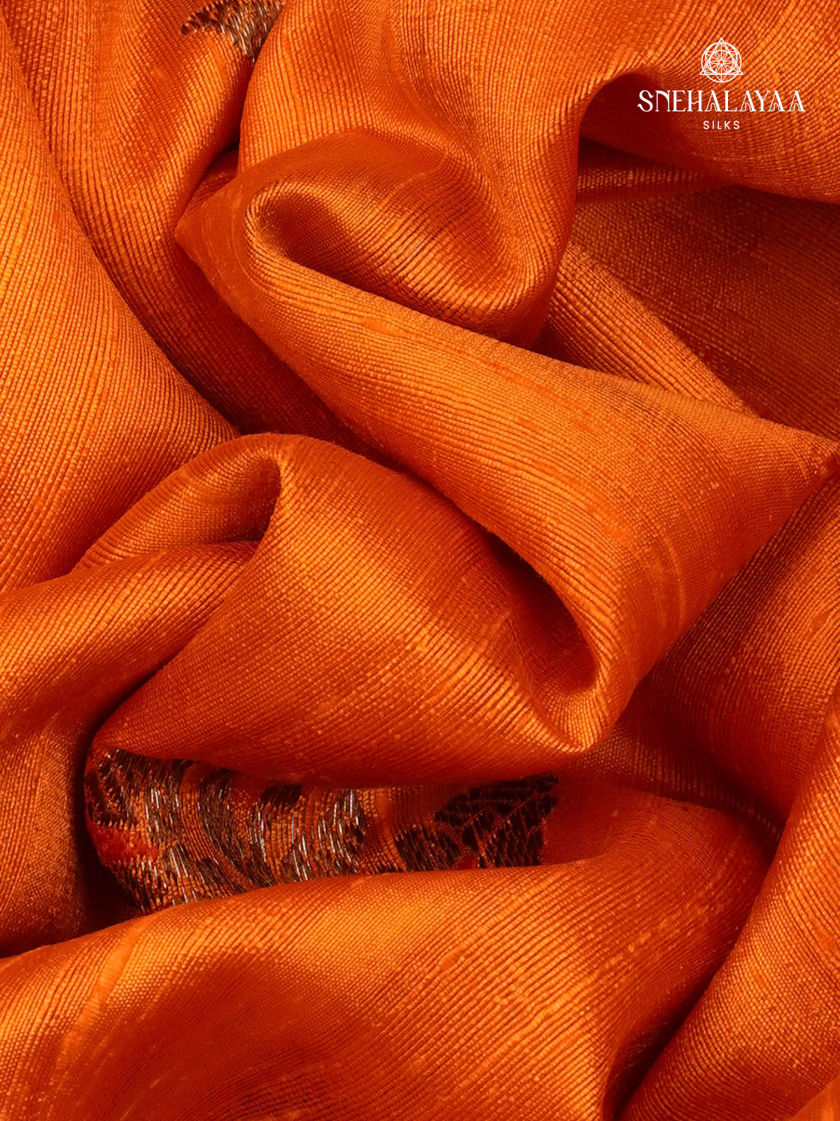 Rust Orange Banaras Raw Silk Saree