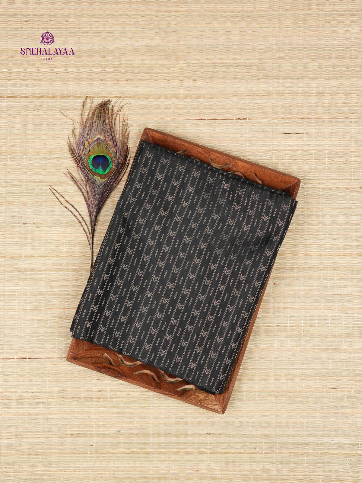 Black Borderless Kanjivaram Soft Silk Saree