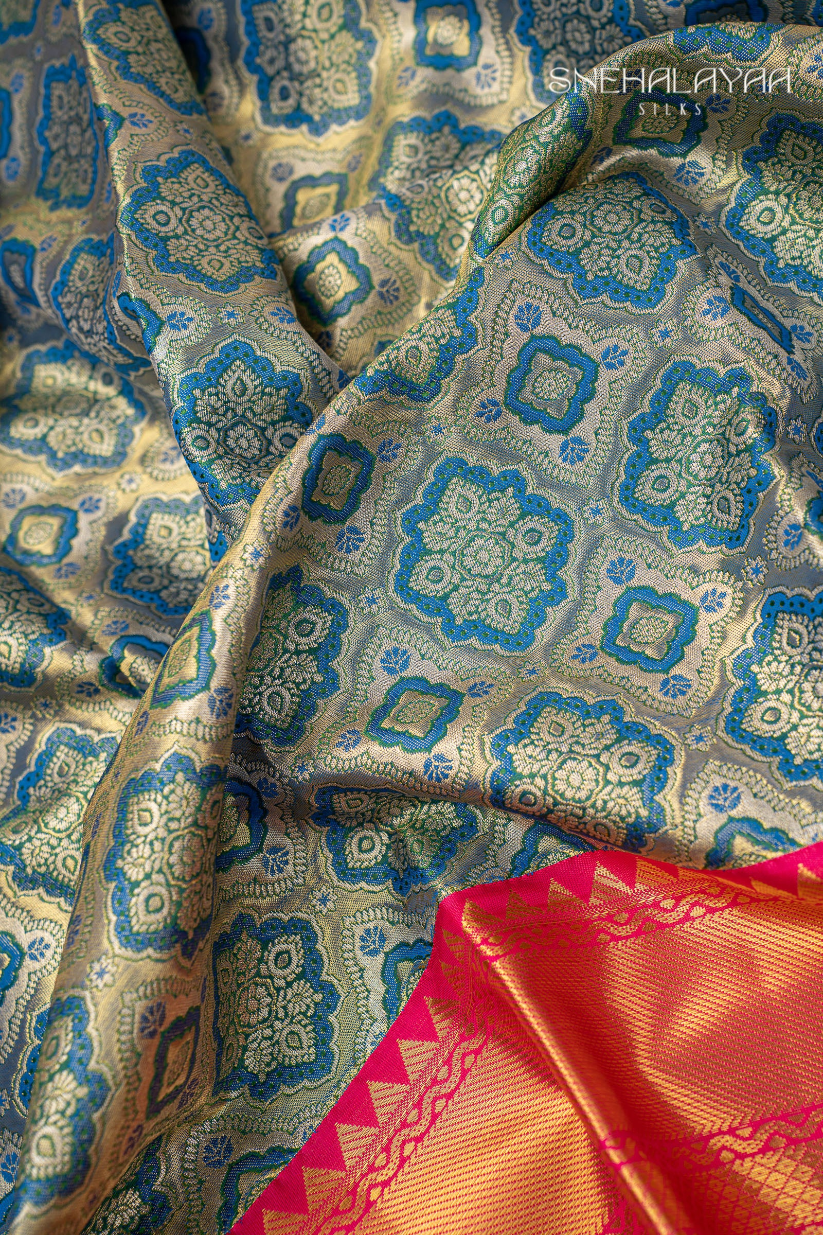 Cerulean Blue Art Silk Saree