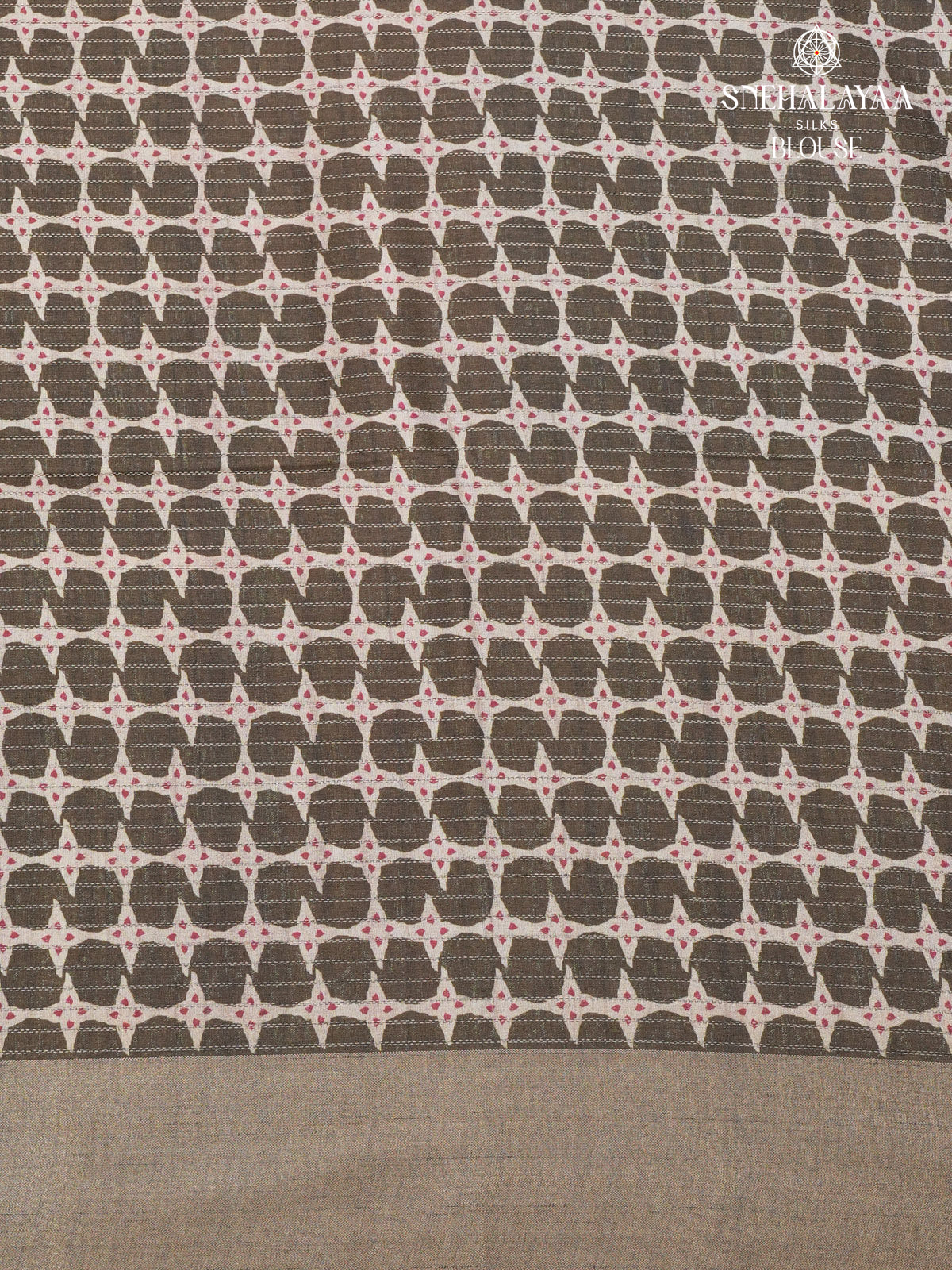 Blue Floral Printed Tussar Saree