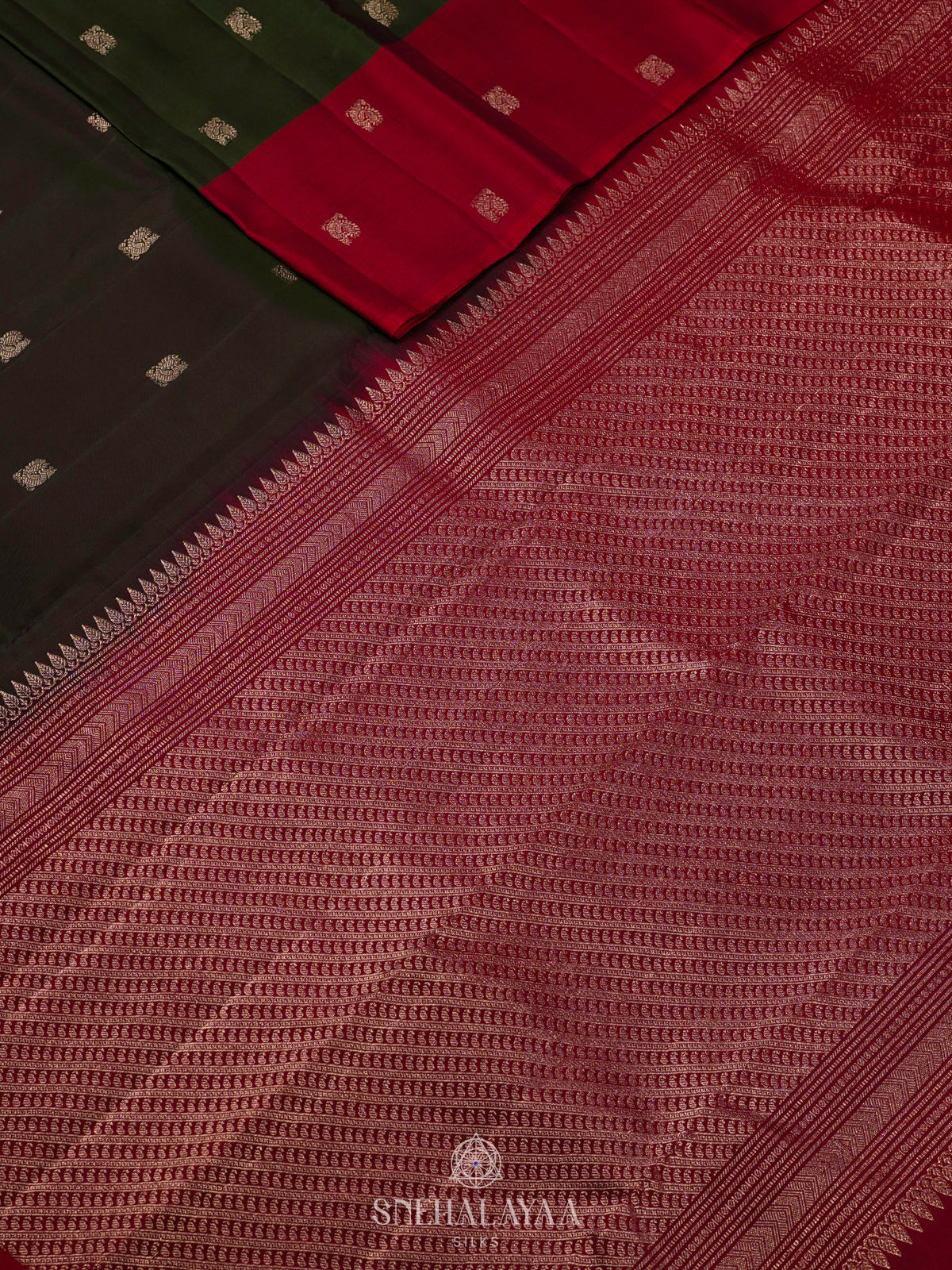Forest Green Kanjivaram Silk Saree