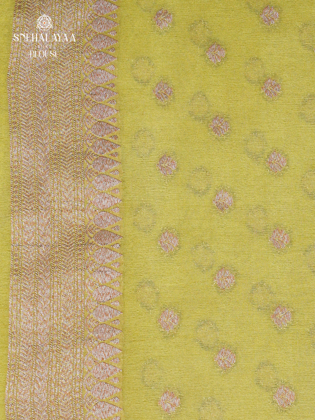 Lime Green Banaras Crepe Silk Saree