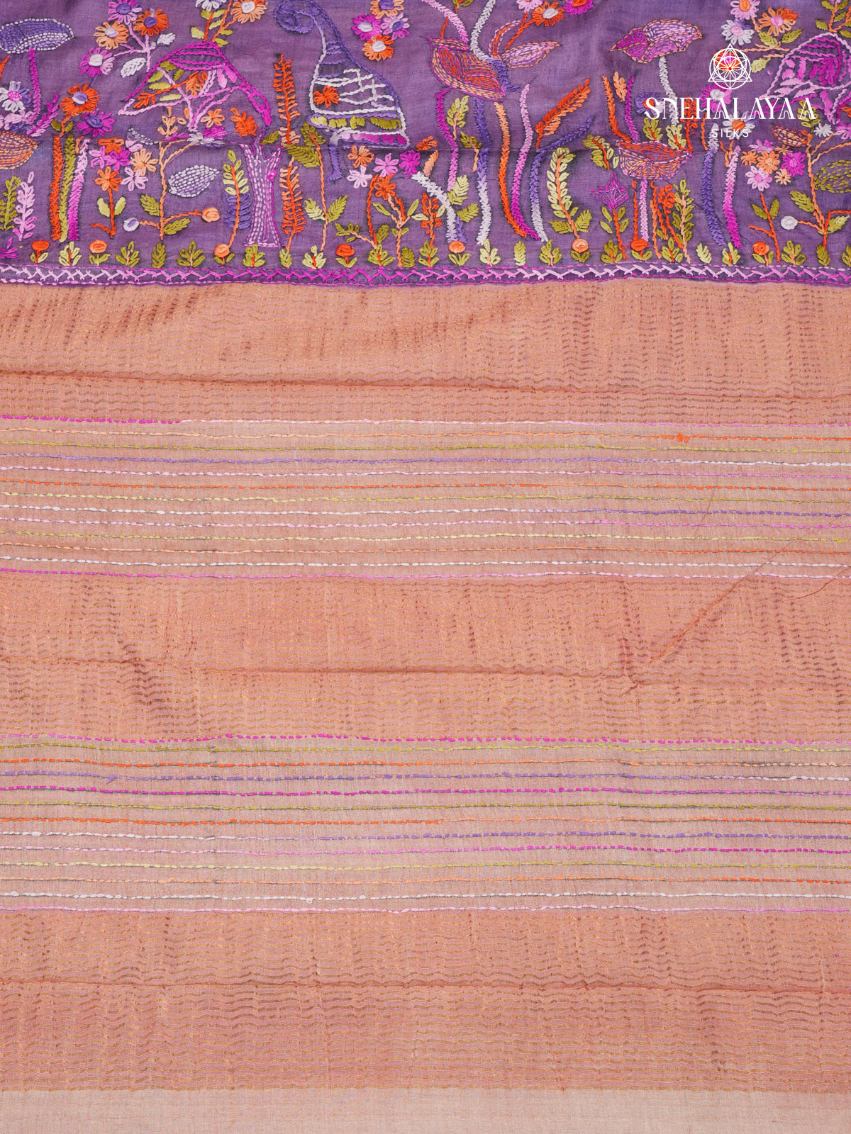 Lavender Pure Tussar Silk Saree