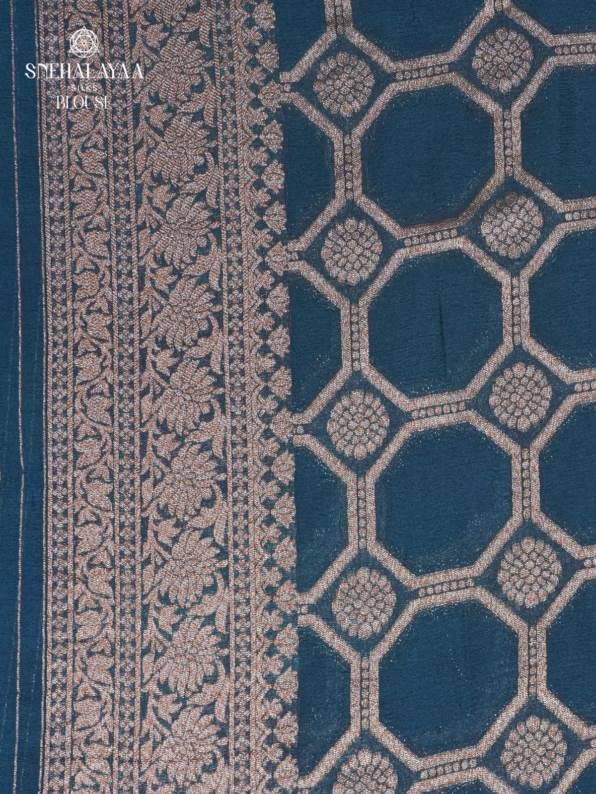 Sky Blue Banaras Crepe Silk Saree