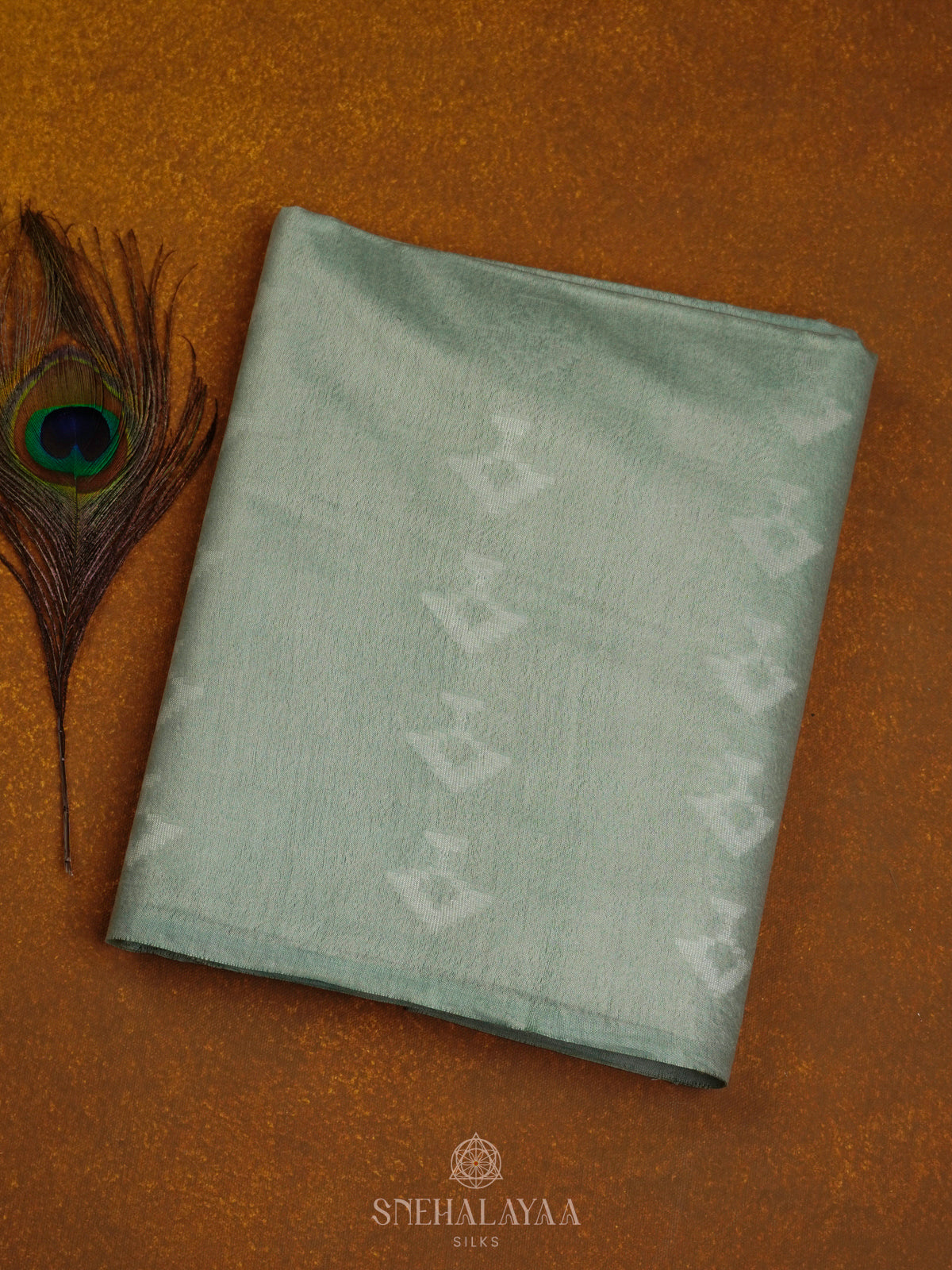Grey Green Bamboo Silk Saree