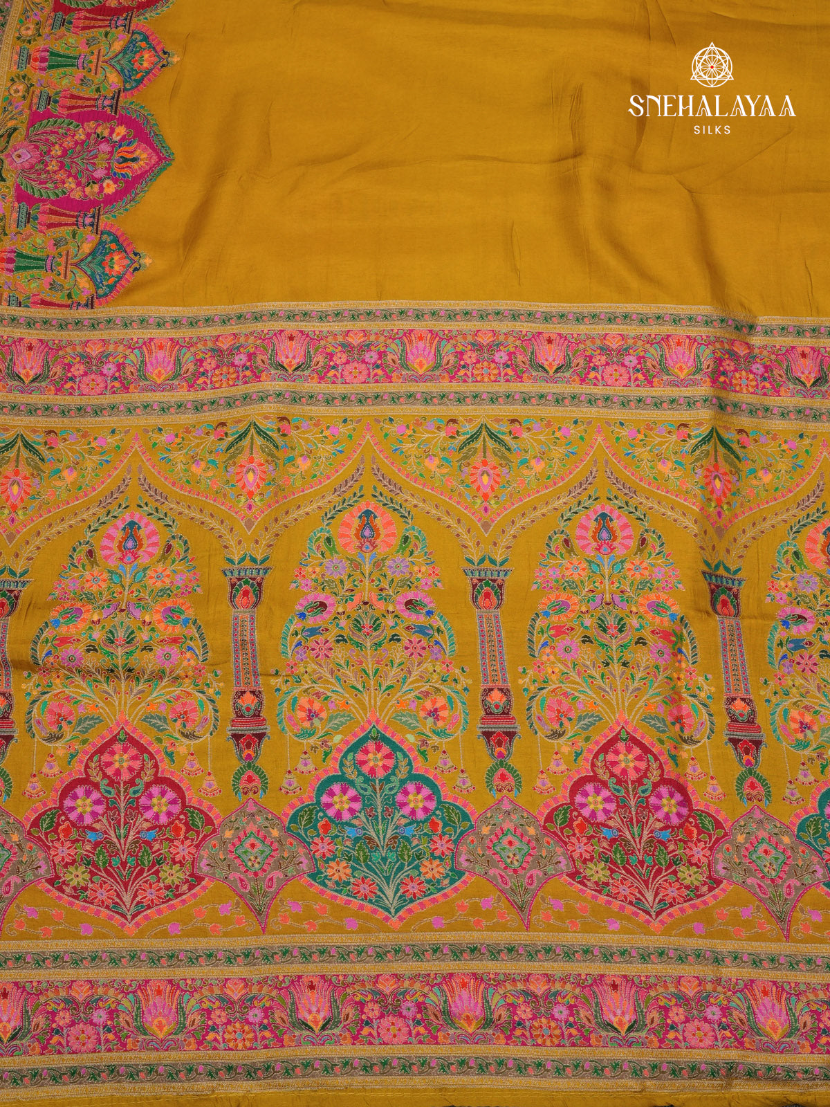 Mustard Yellow Banaras Silk Saree