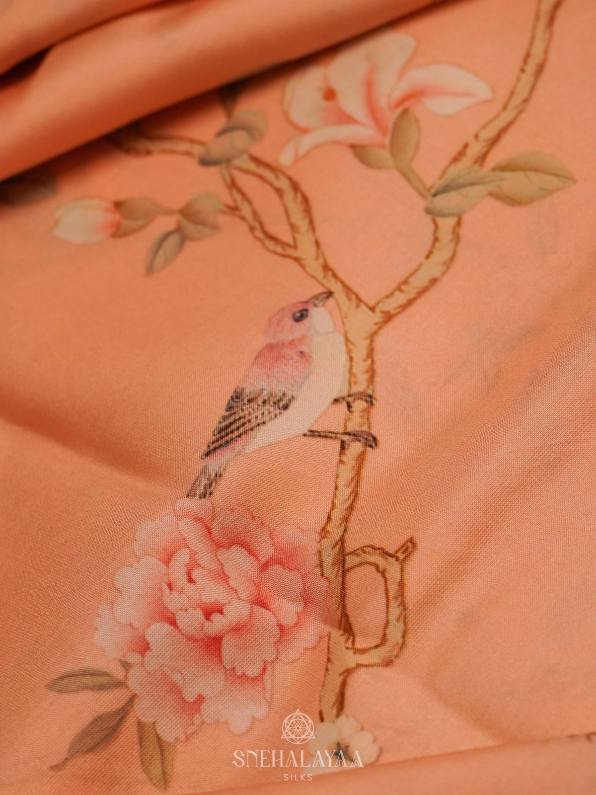 Sandal Printed Kanjivaram Silk Saree