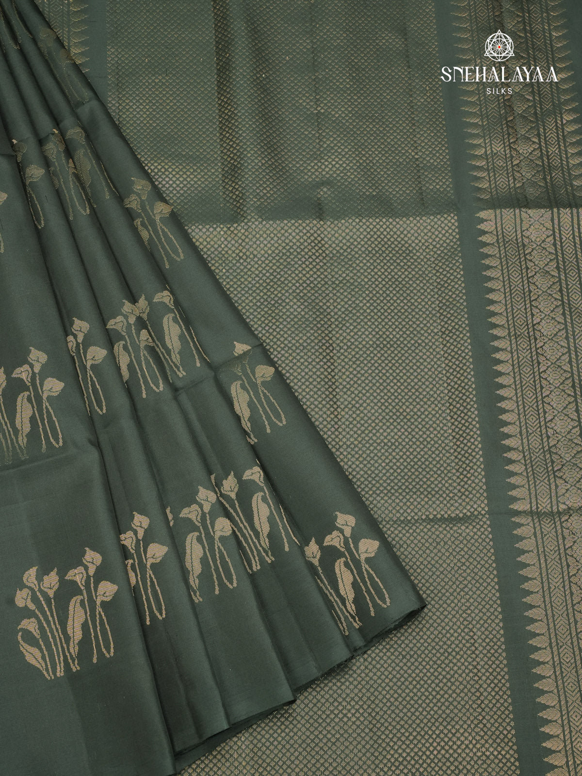 Grey Kanjivaram Soft Silk Saree