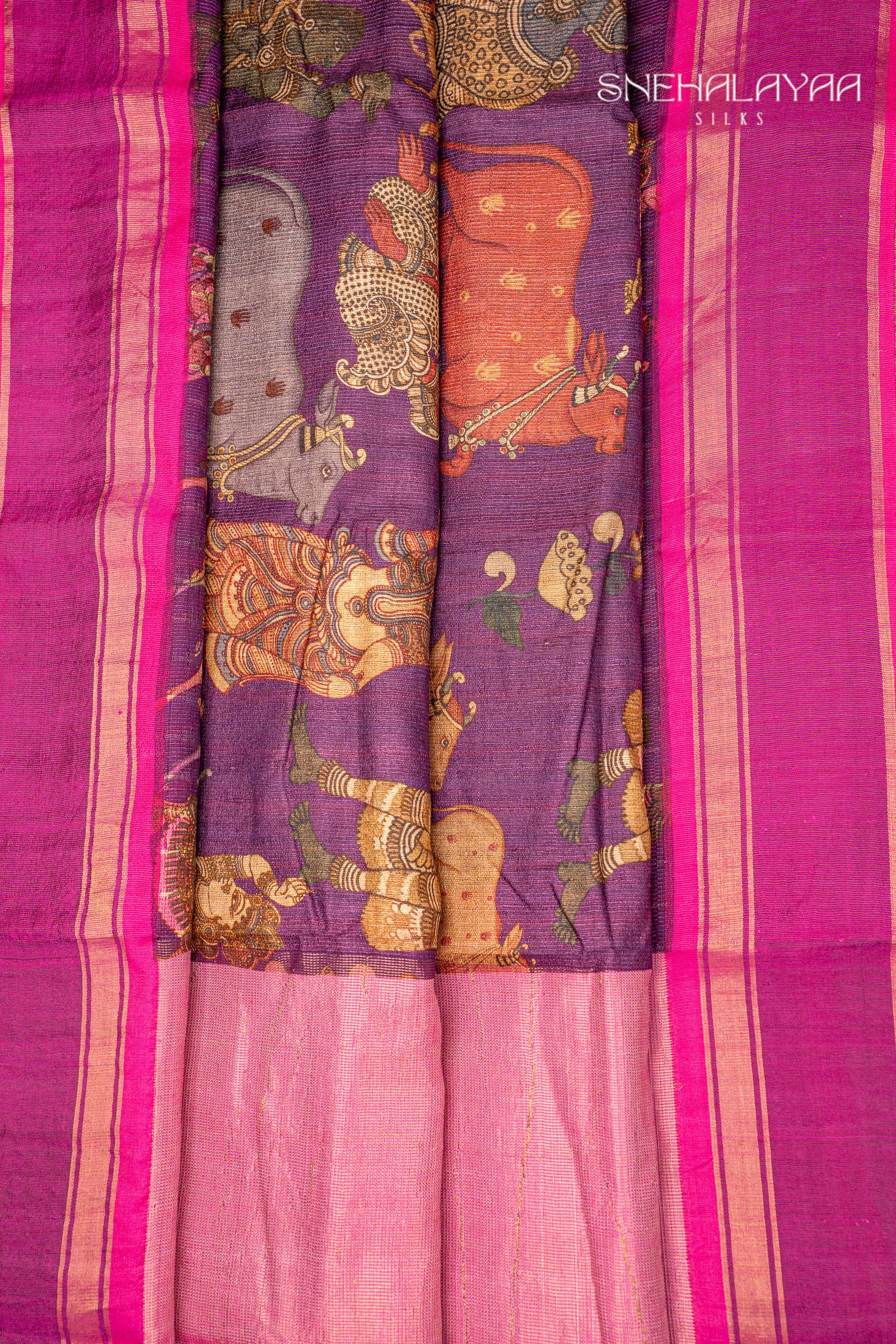 Mauve Purple Jute Tussar Saree
