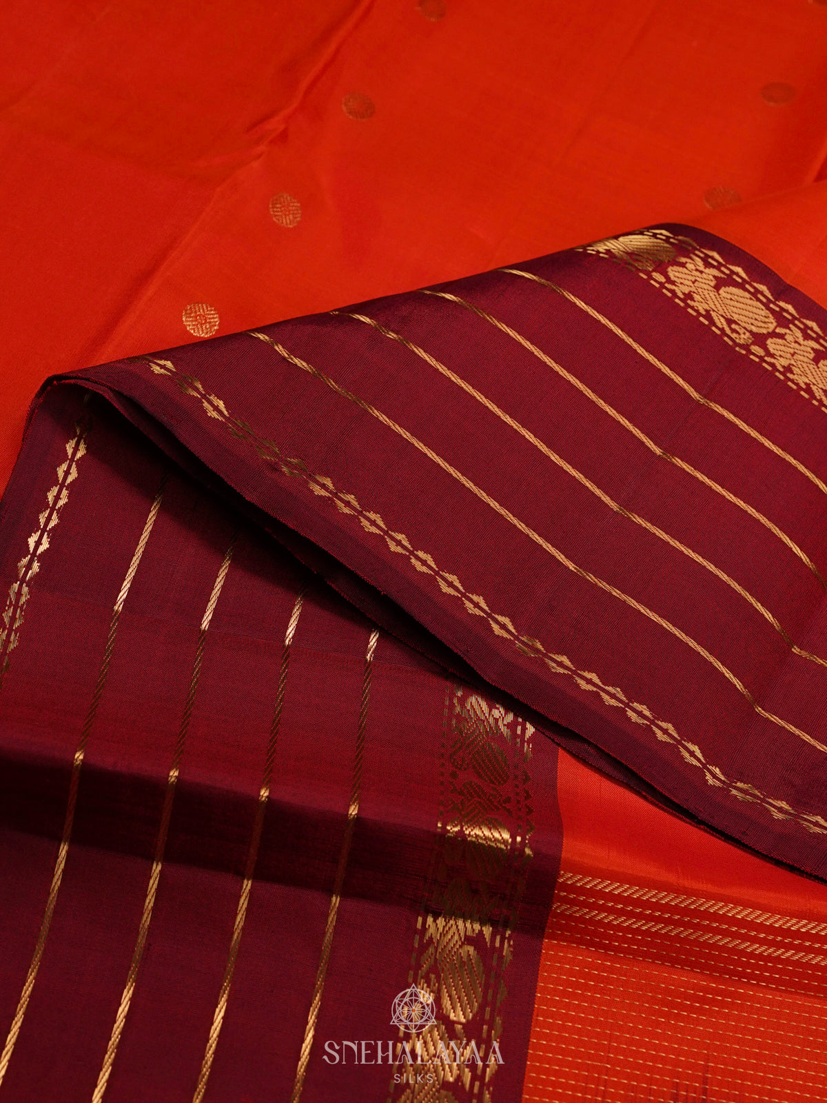 Orange Kanjivaram Silk Saree