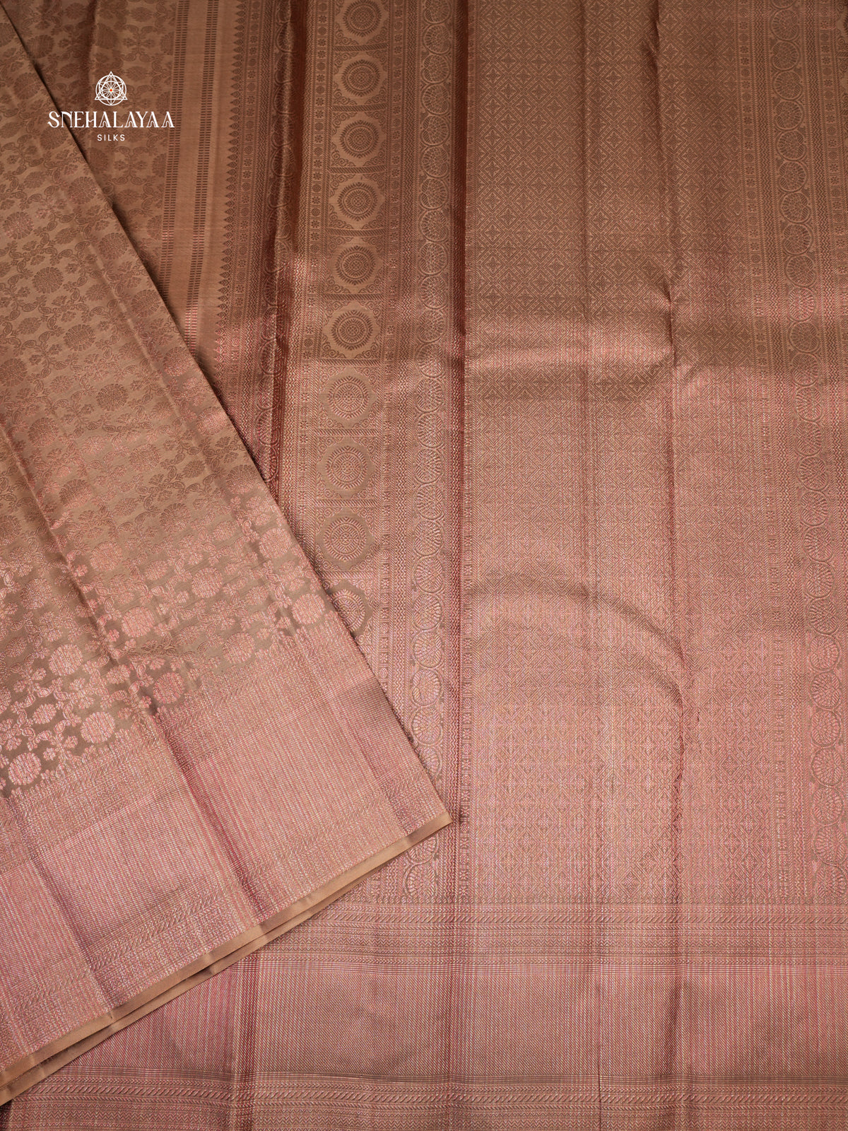 Rose Gold Kanjivaram Silk Saree