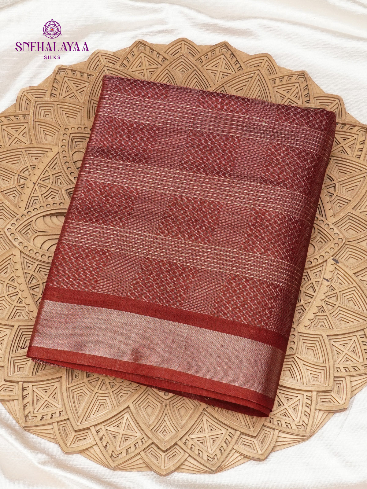 Maroon Bamboo Silk Saree