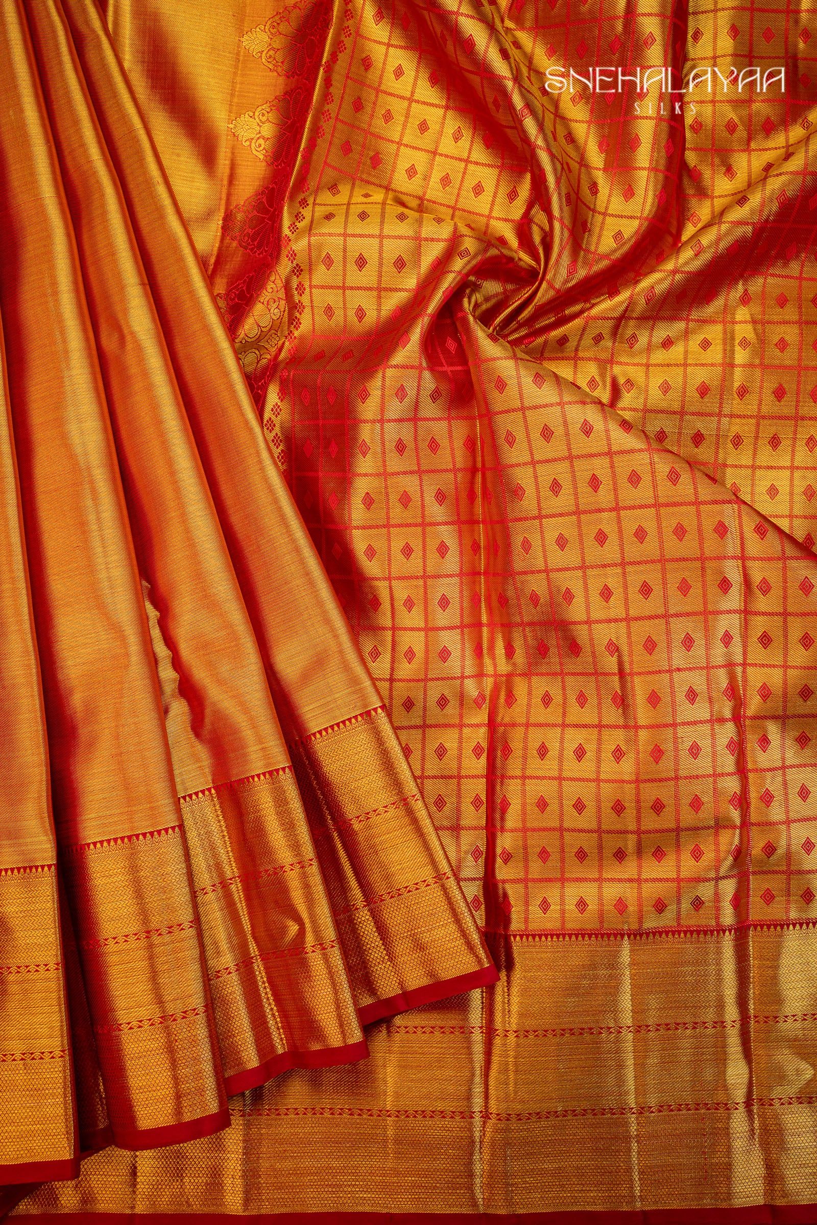 Reddish Gold Kancheevaram Silk Saree