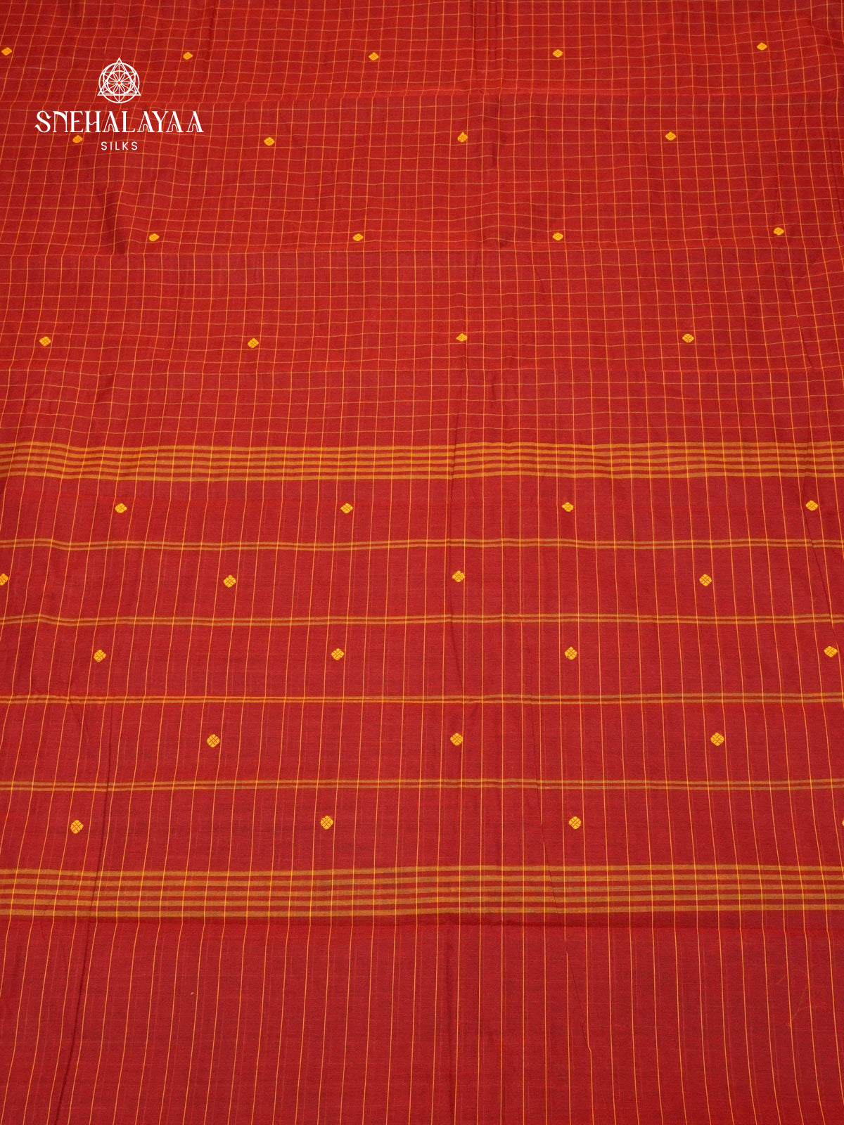 Checked Maroon Kanchi Cotton Saree with Traditional Zari Border