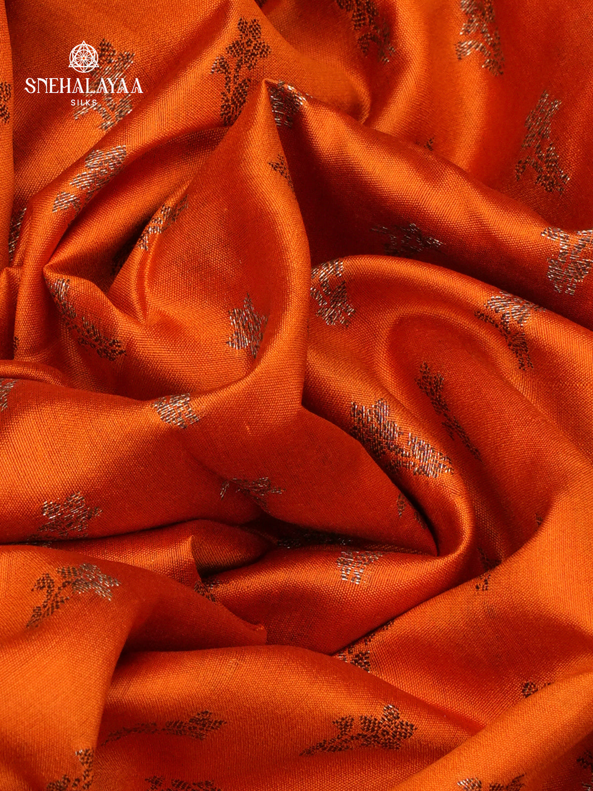 Rust Orange Banaras Chiniya Silk Saree