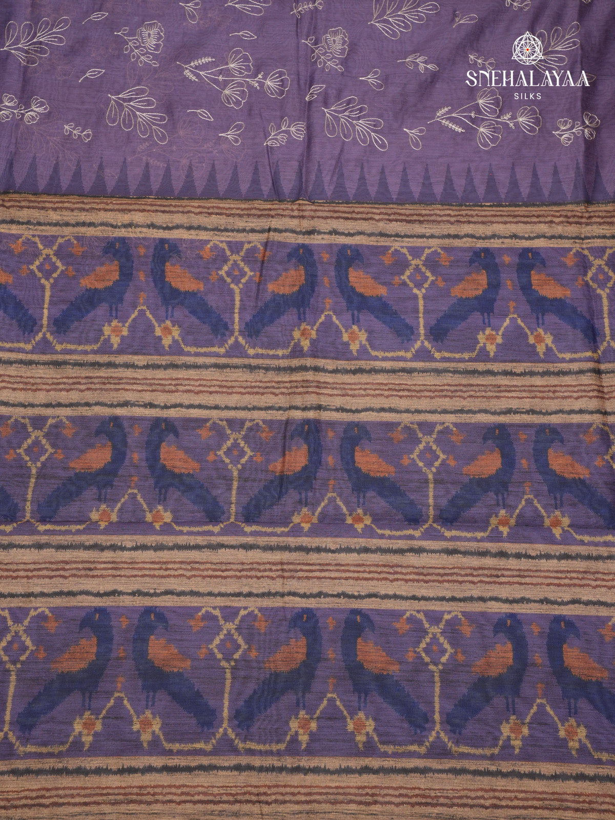 Lavender Linen Embroidery Saree