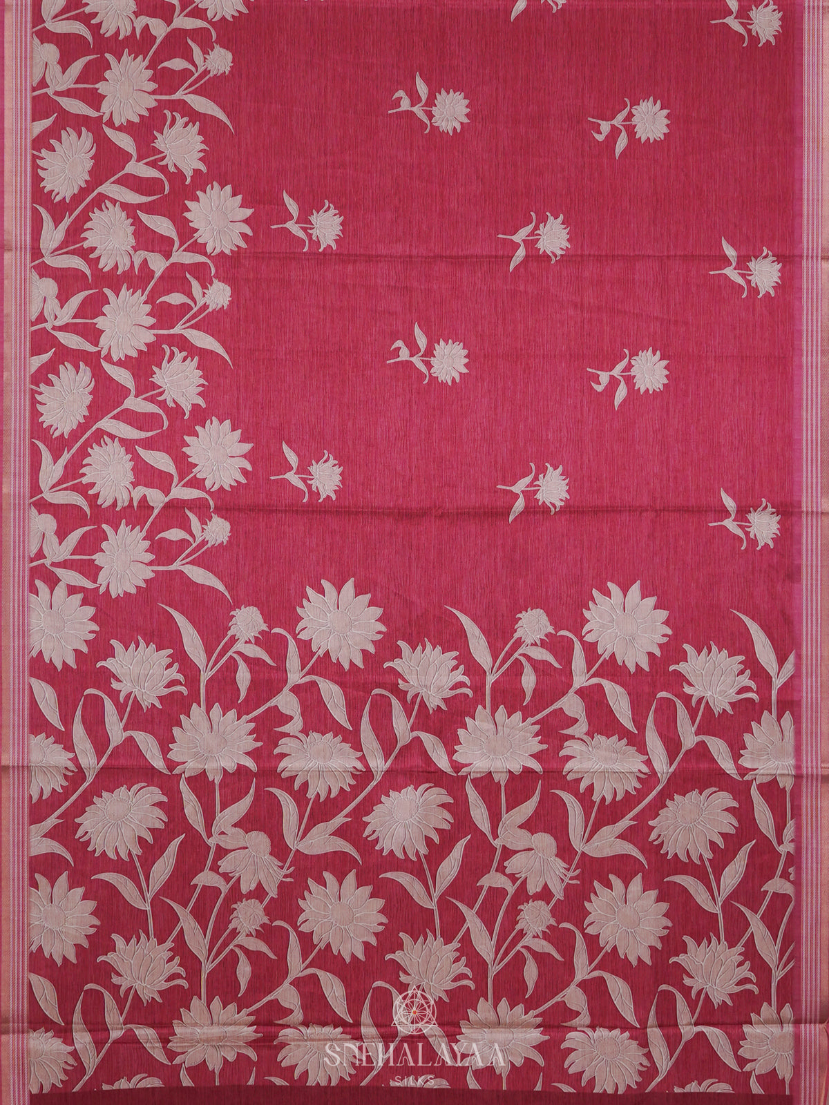 Pink Printed Dola Silk Saree