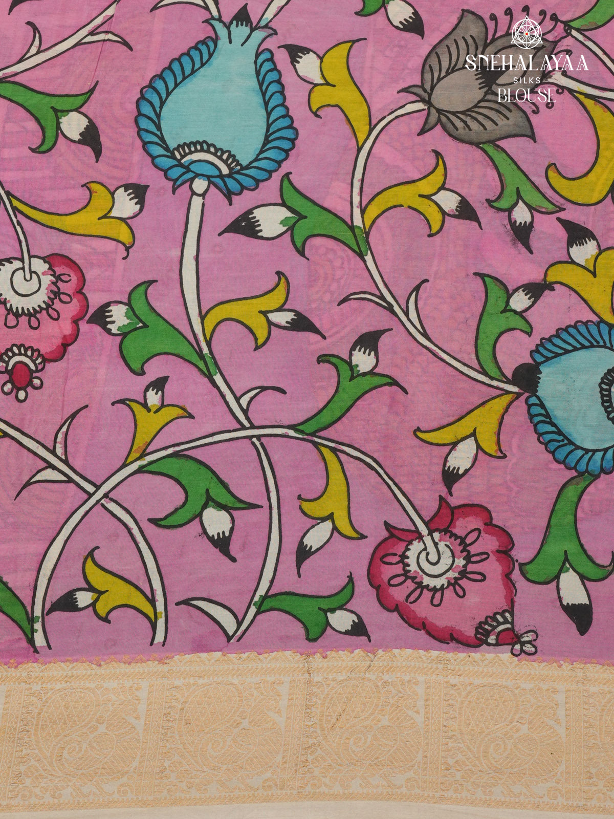 Green Kalamkari Hand Painted Saree