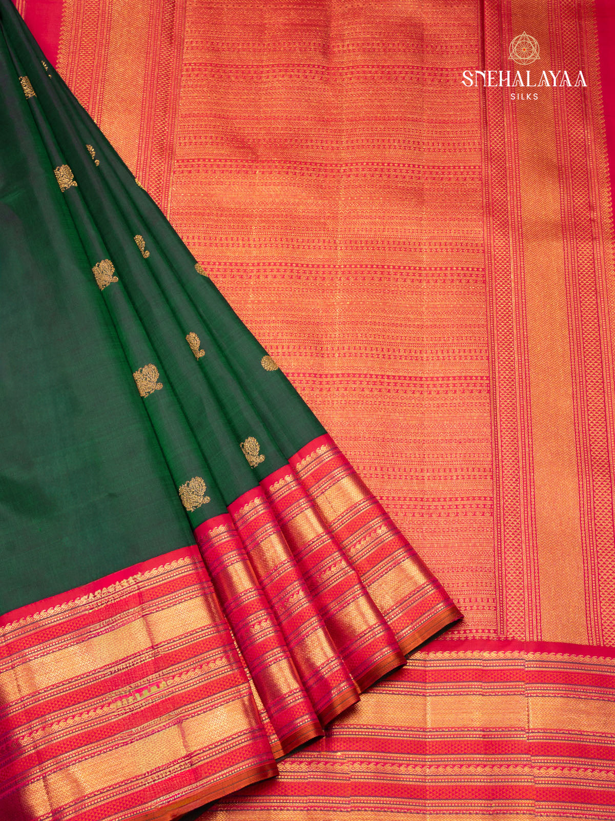 Bottle Green Kanjivaram Silk Saree