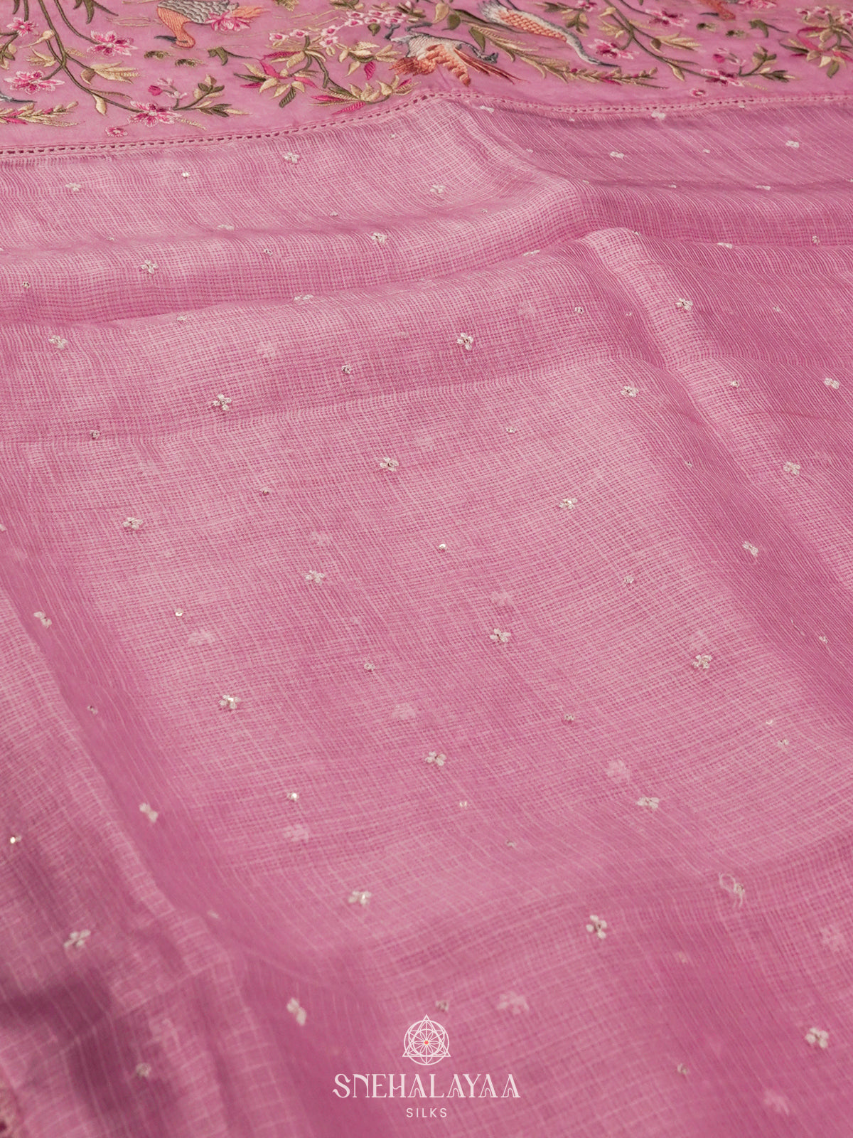 Pink Kota Embroidery Saree