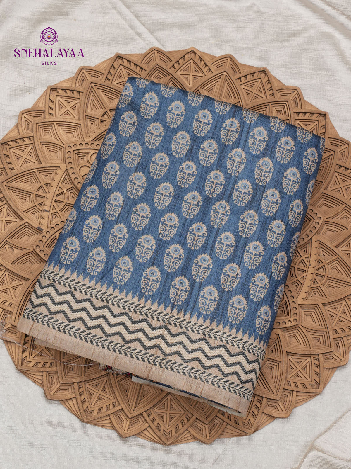 Pale Blue Tussar Embroidery Saree