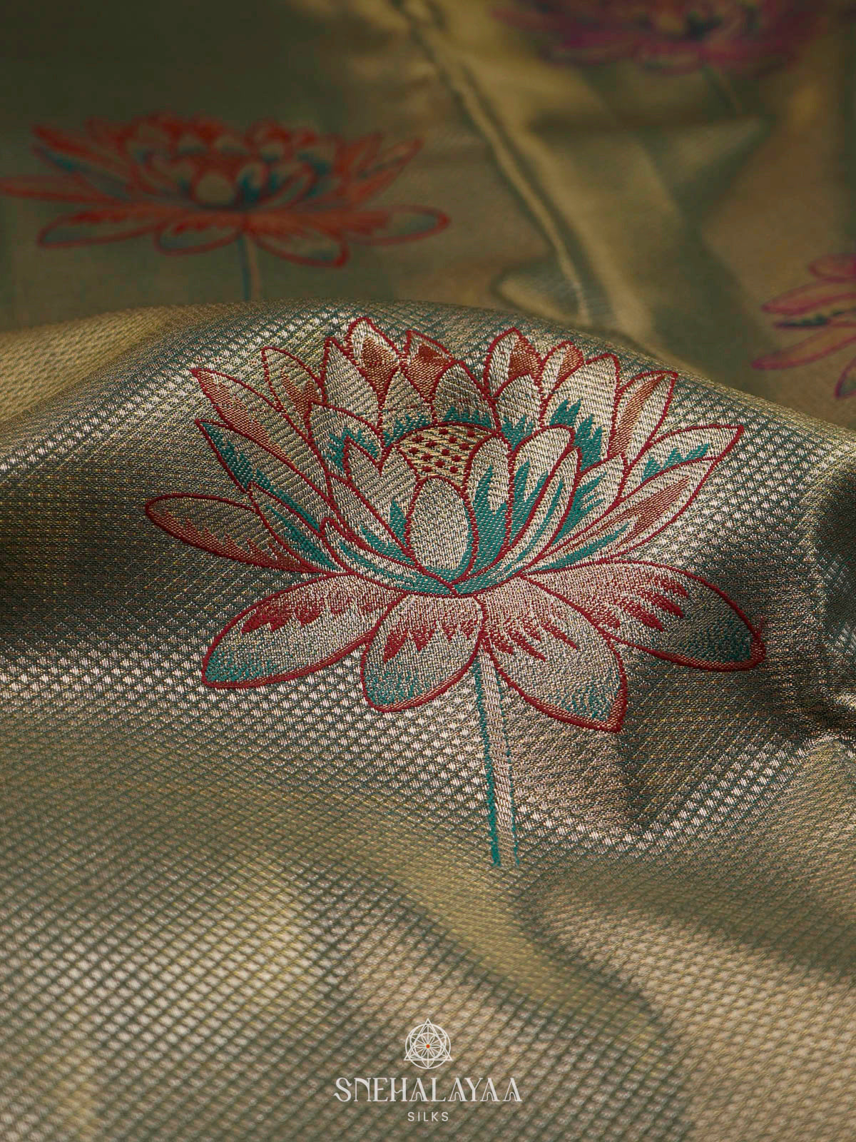 Antique Gold Art Silk Saree