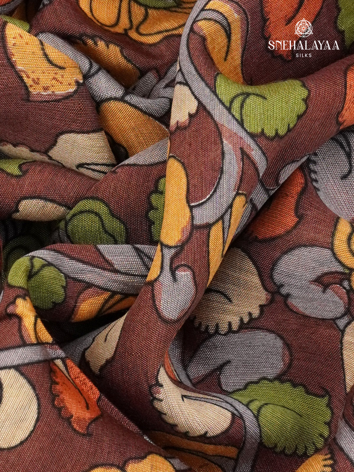 Brown With Orange Border Chanderi Saree