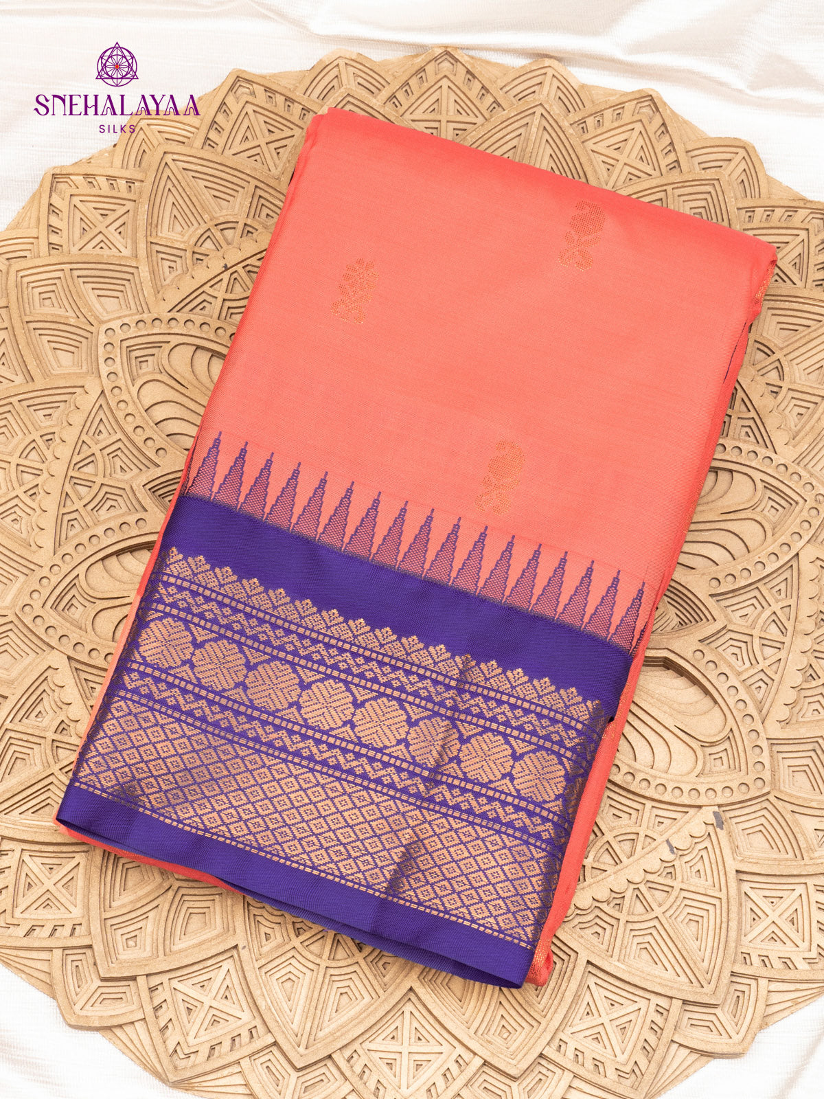 Peach Gdwal Silk Saree