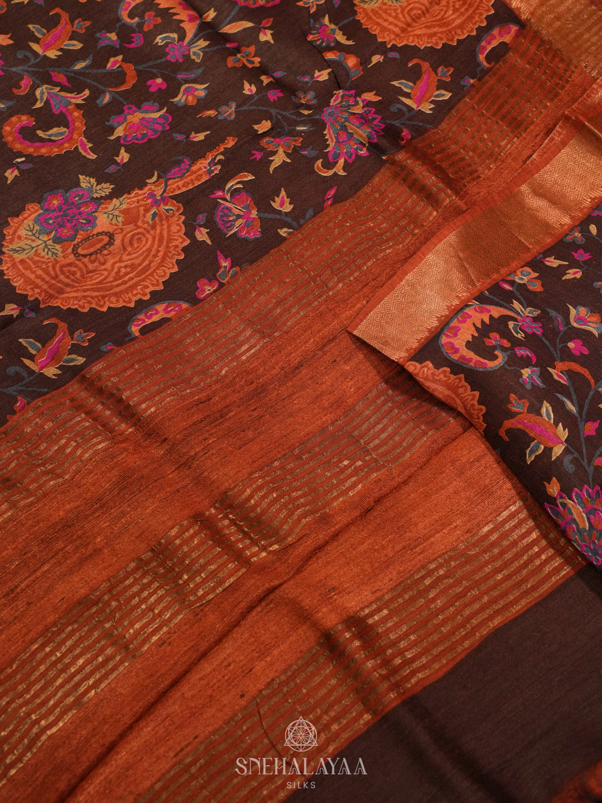 Brown Chanderi Saree