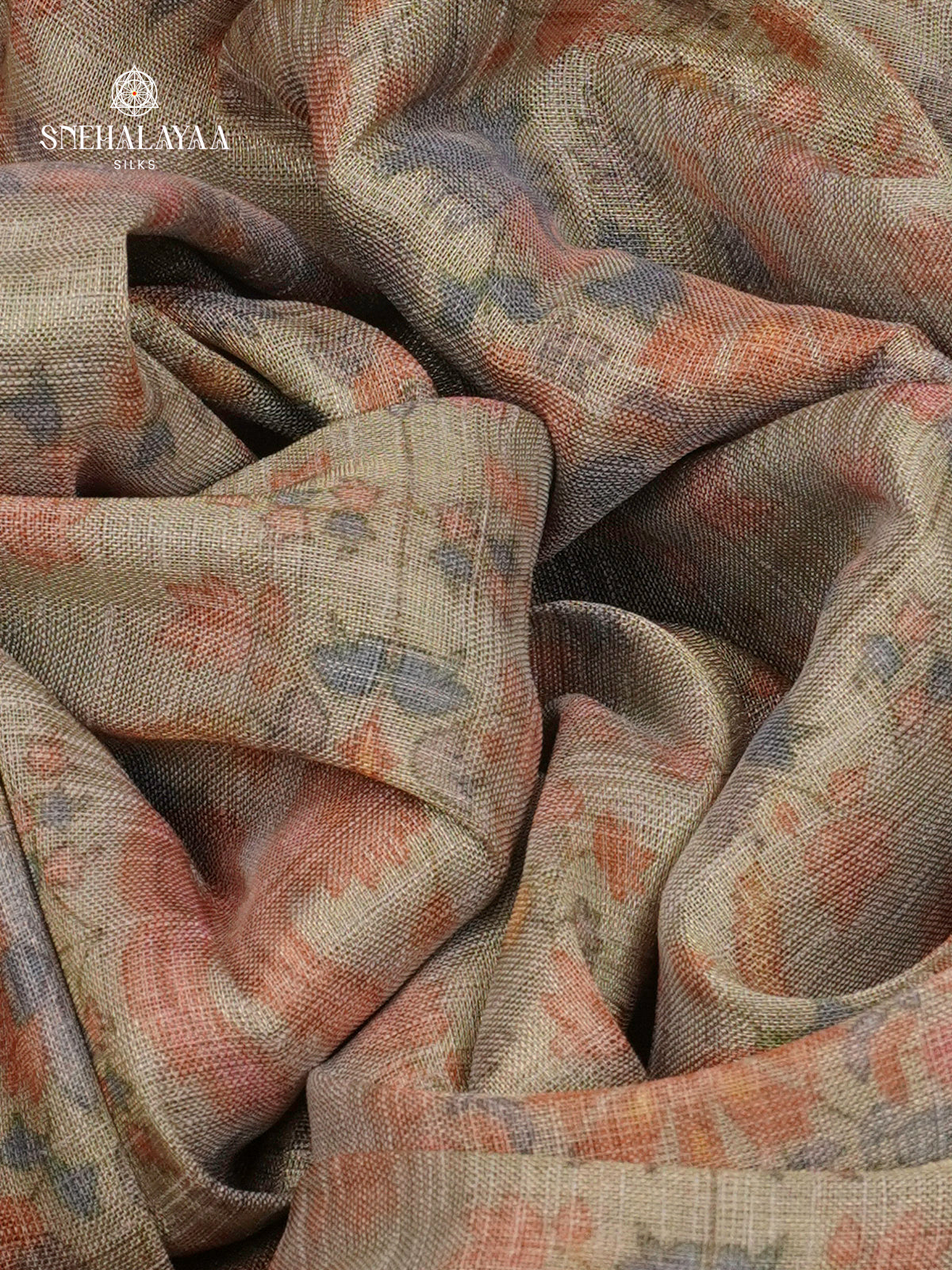 Beige Linen Tissue Saree