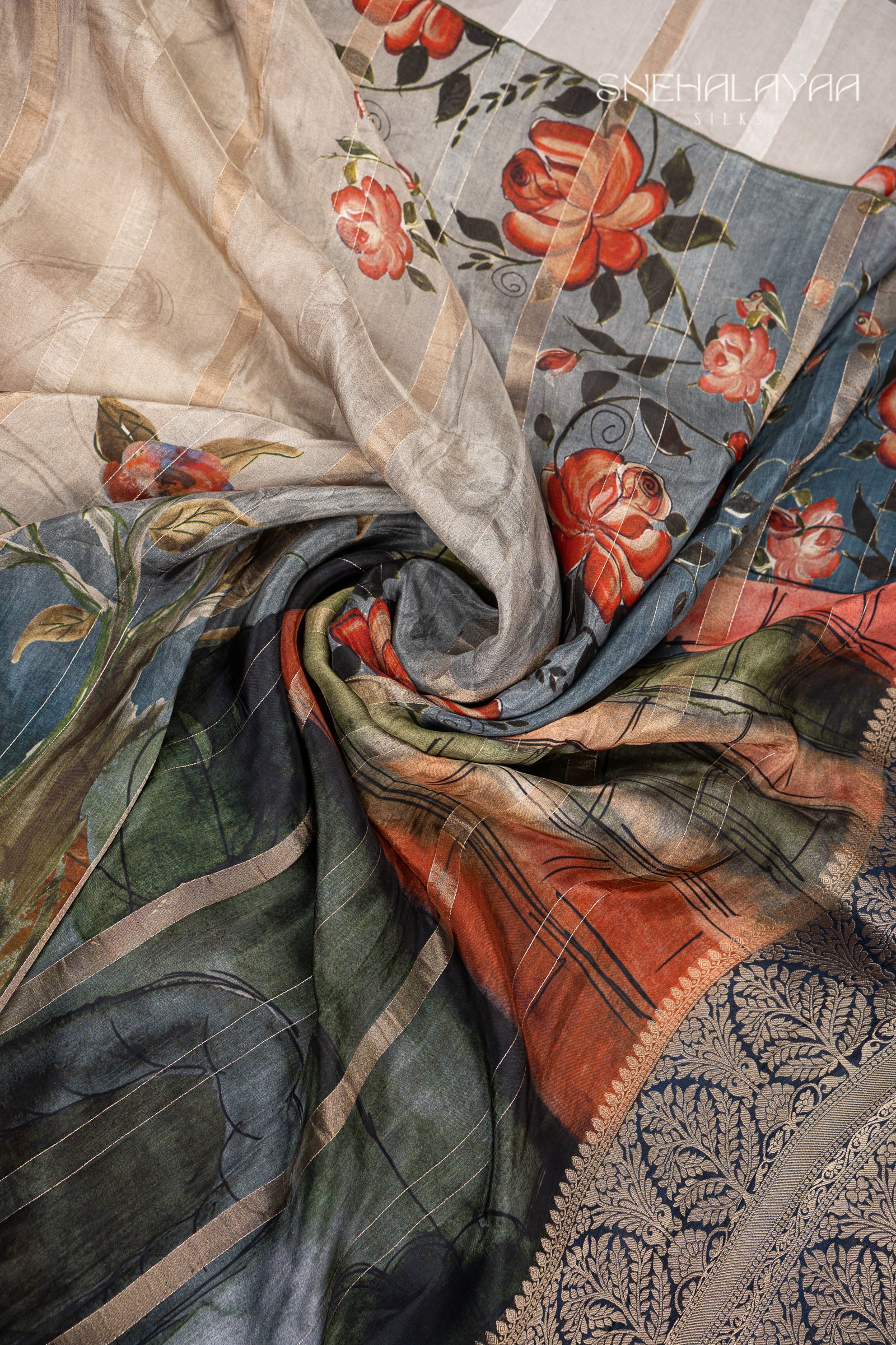 Multicolour Dola Silk Saree