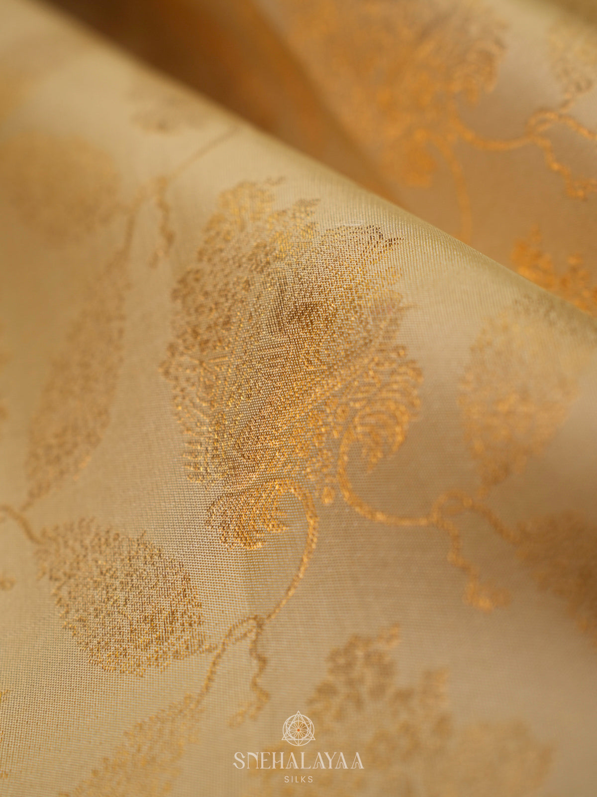 Cream Kanjivaram Silk Saree