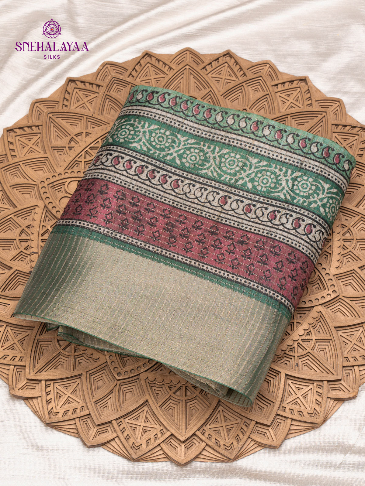 Teal Green Tussar Saree